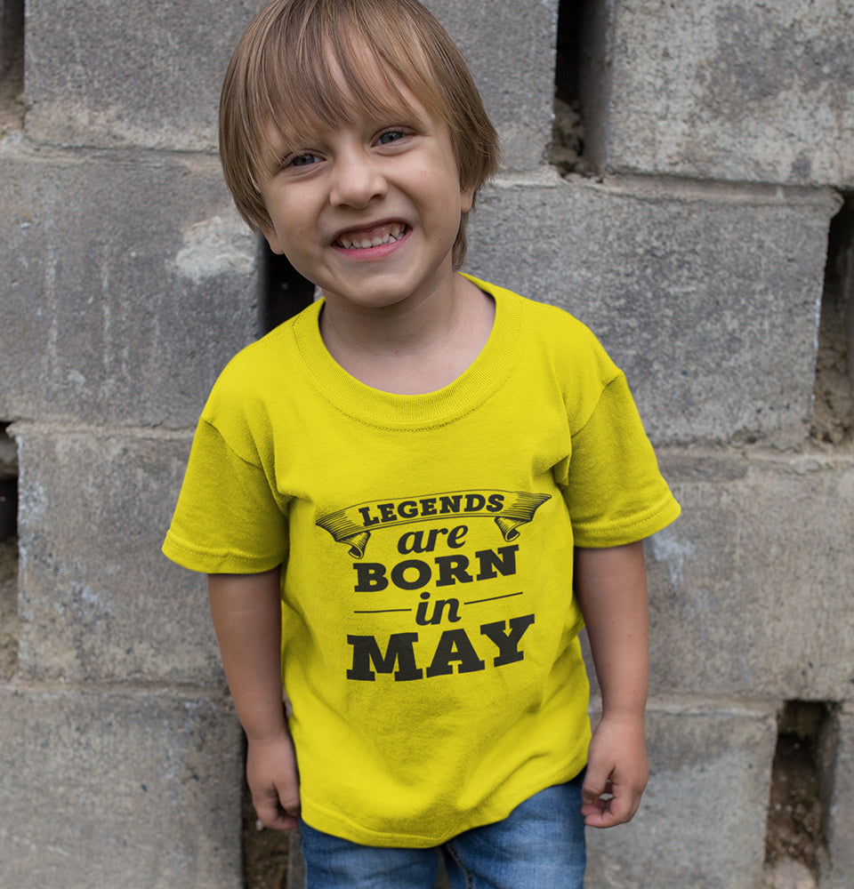 Legends are Born in May Half Sleeves T-Shirt for Boy-FunkyTradition
