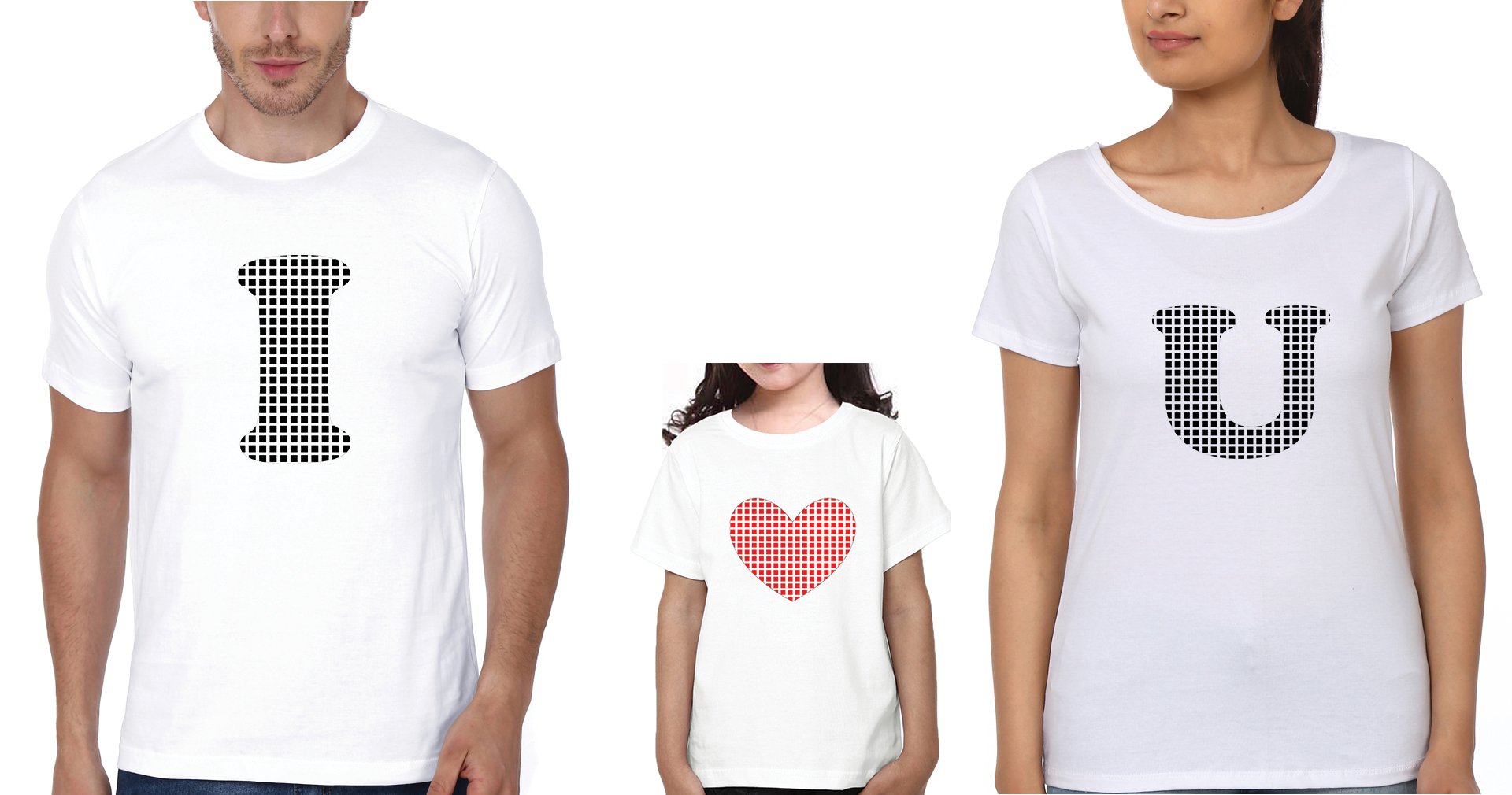 I Love U Family Half Sleeves T-Shirts-FunkyTradition