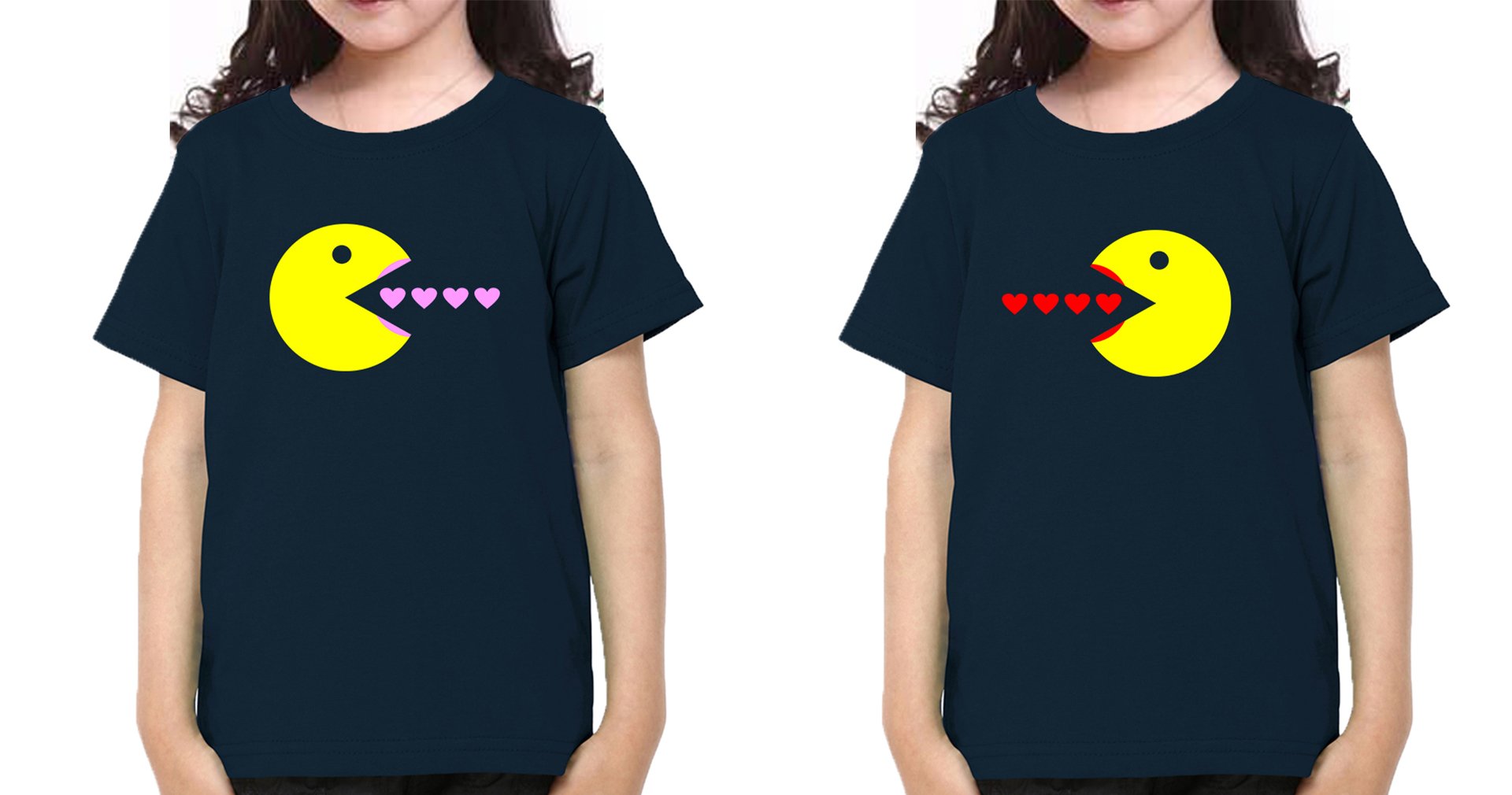 Pacman Sister-Sister Kids Half Sleeves T-Shirts -FunkyTradition