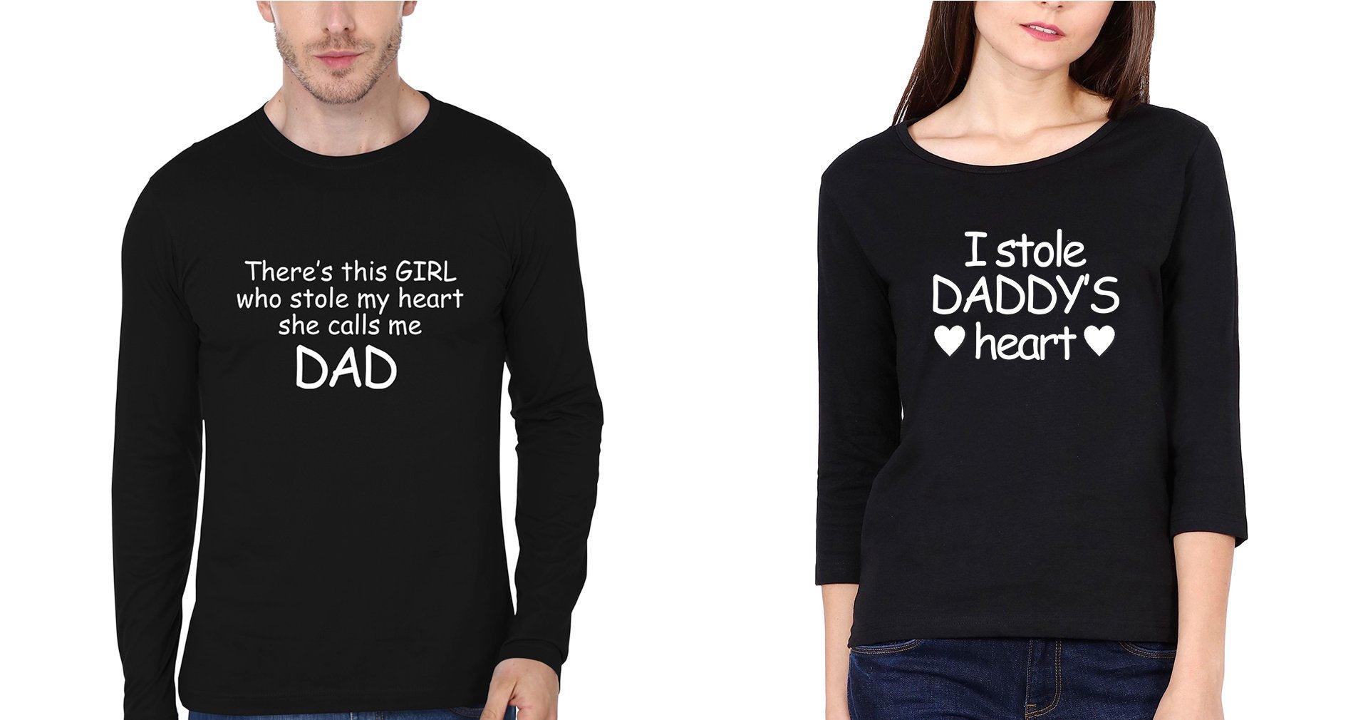 I Stole Daddy Heart Father and Daughter Matching Full Sleeves T-Shirt- FunkyTradition