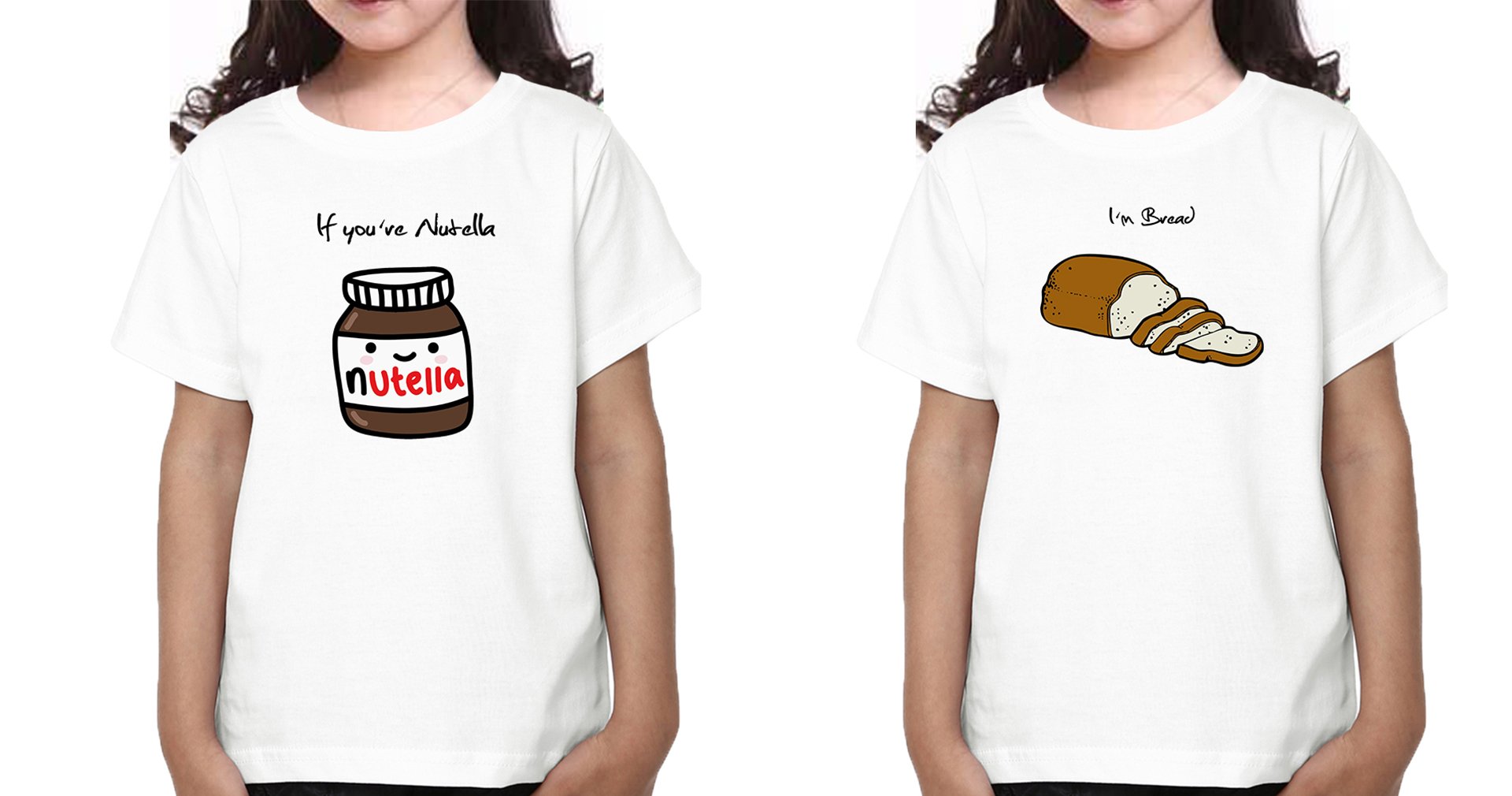 Nutella Bread Sister-Sister Kids Half Sleeves T-Shirts -FunkyTradition