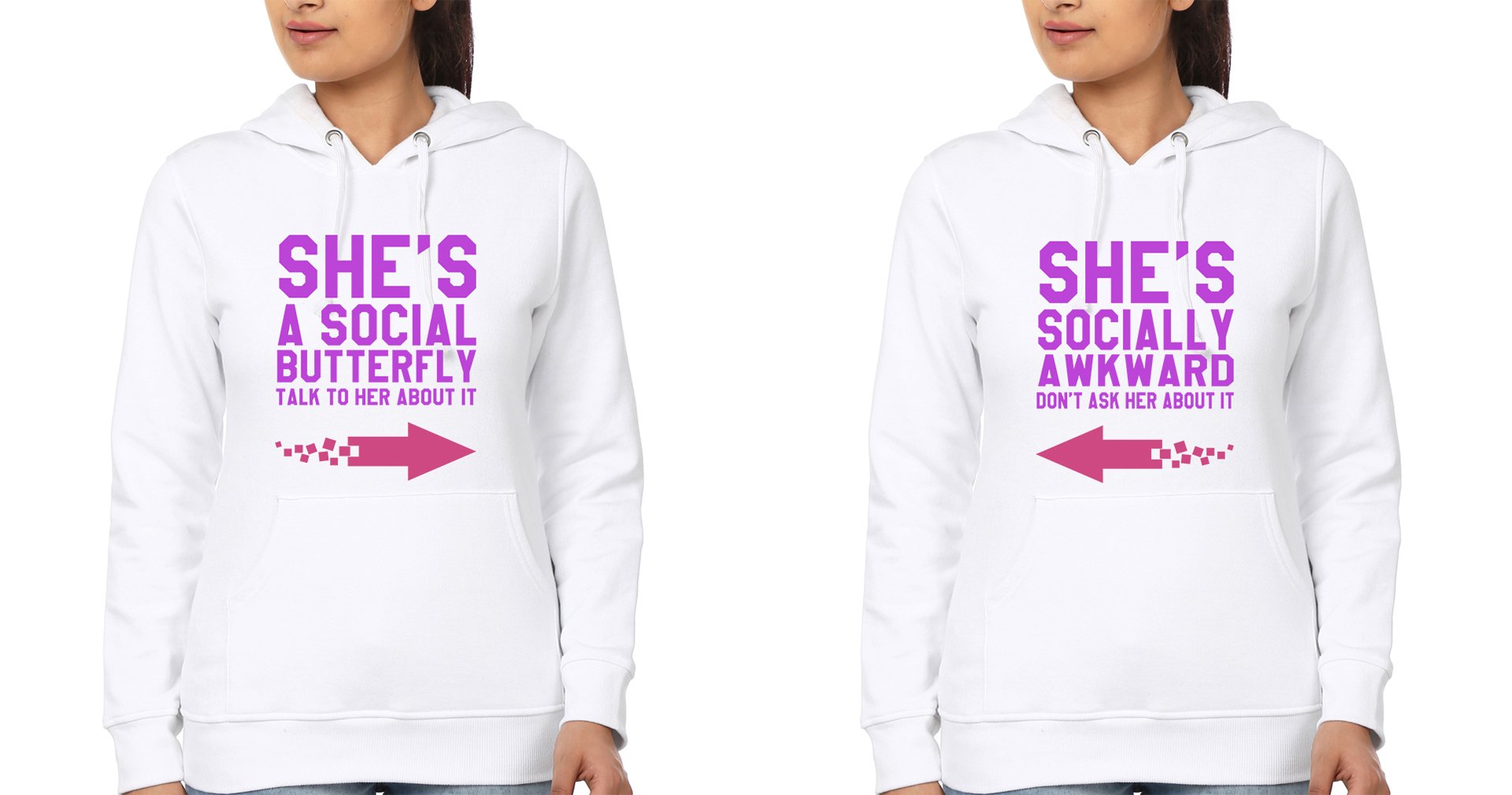 Social Butterfly social awkward BFF Hoodies-FunkyTradition