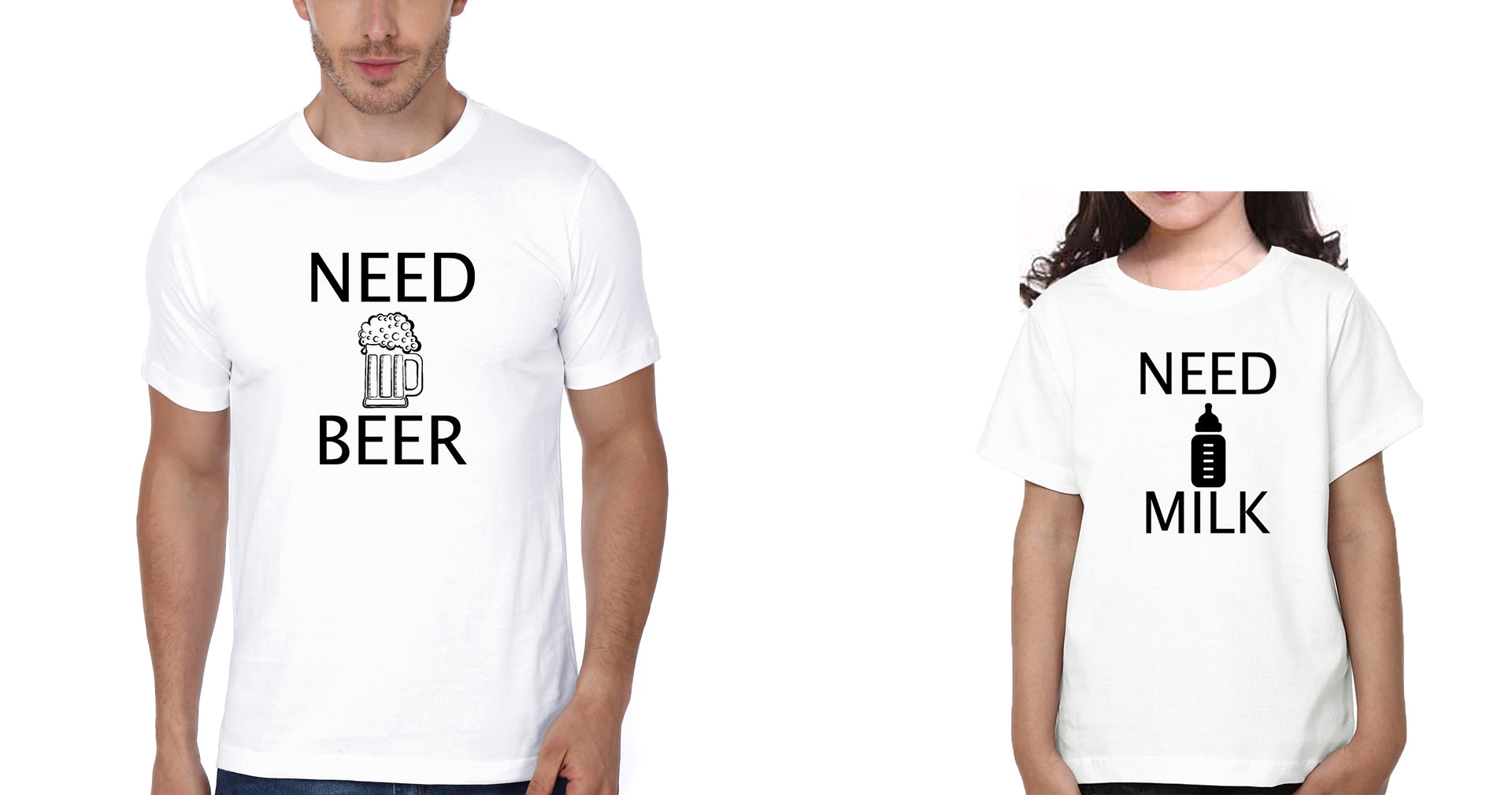 Need Beer Need Milk Father and Daughter Matching T-Shirt- FunkyTradition