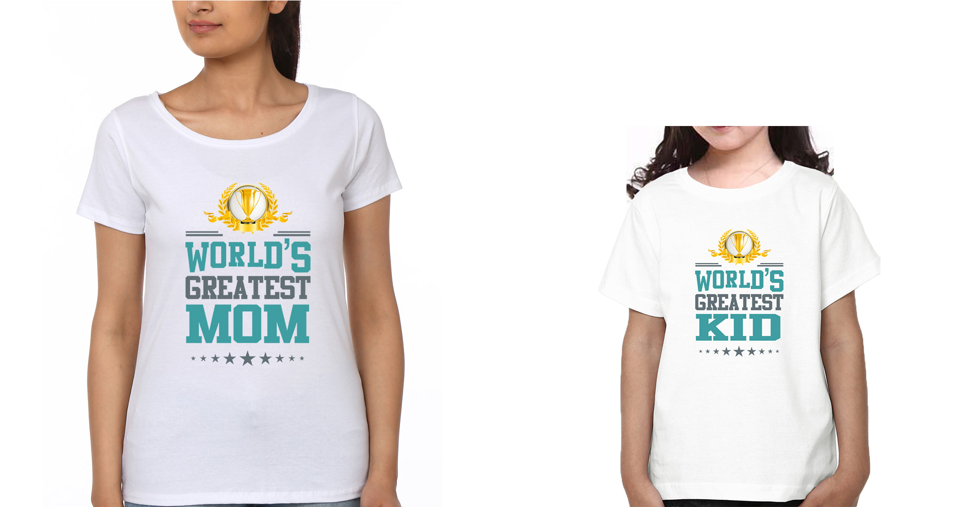 World's Greatest Mom World's Greatest Kid Mother and Daughter Matching T-Shirt- FunkyTradition