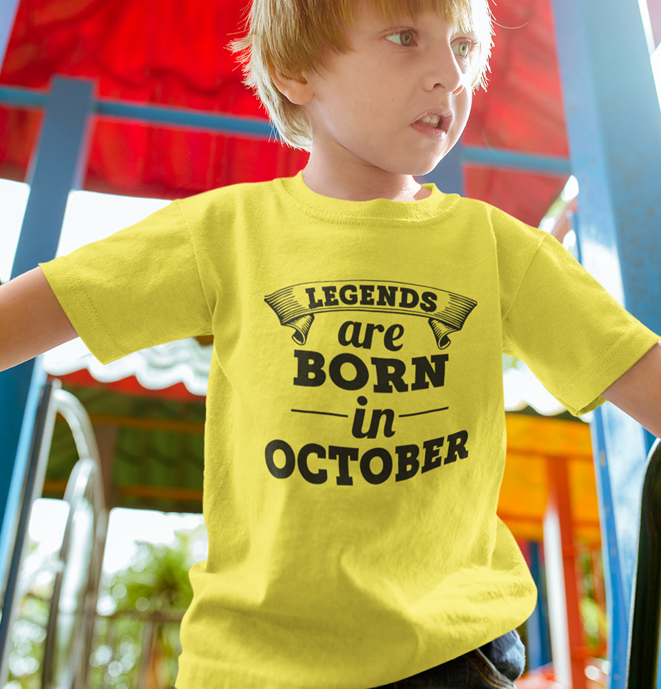 Legends are Born in October Half Sleeves T-Shirt for Boy-FunkyTradition