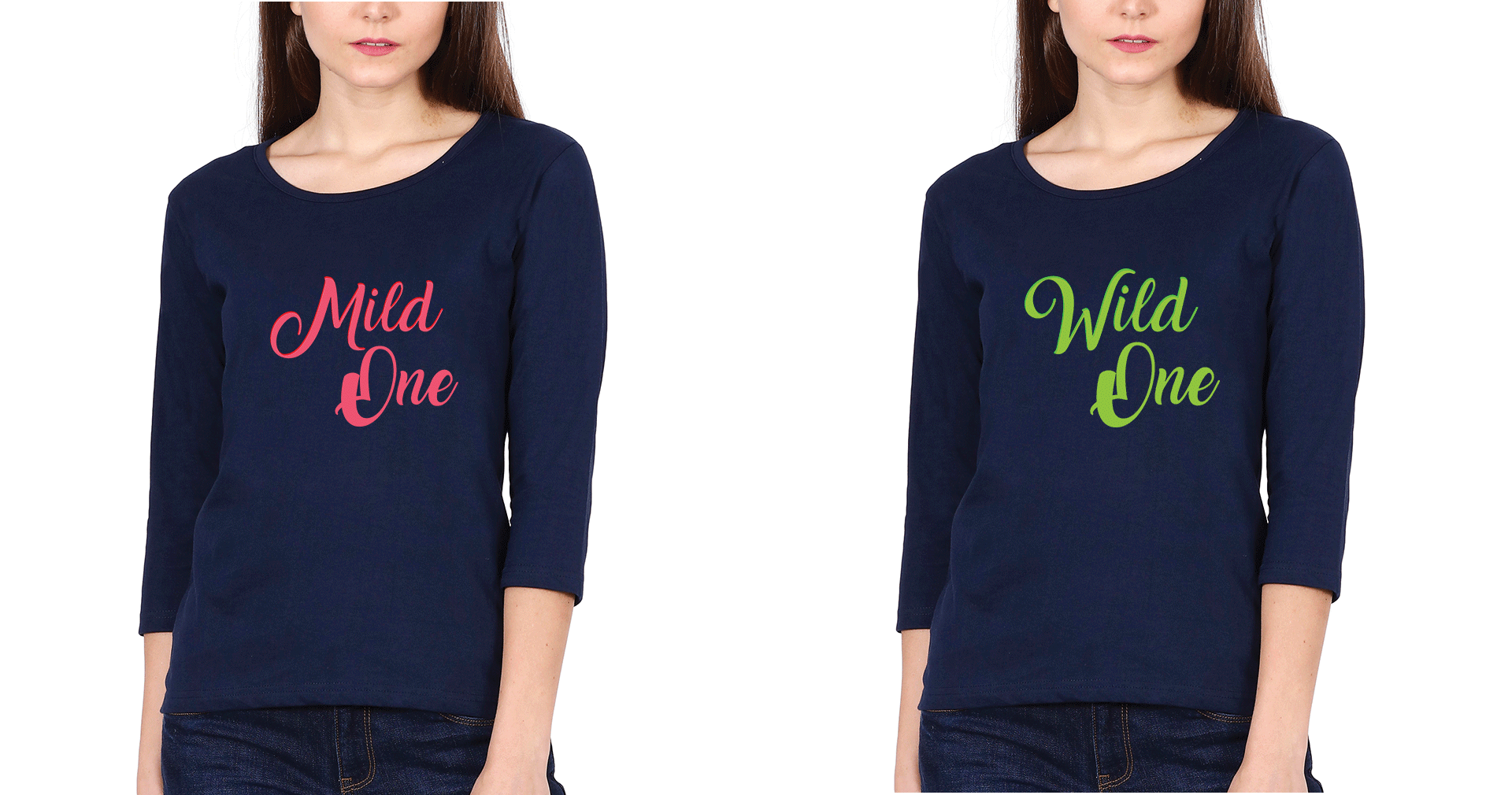Wild Mild Sister Sister Full Sleeves T-Shirts -FunkyTradition