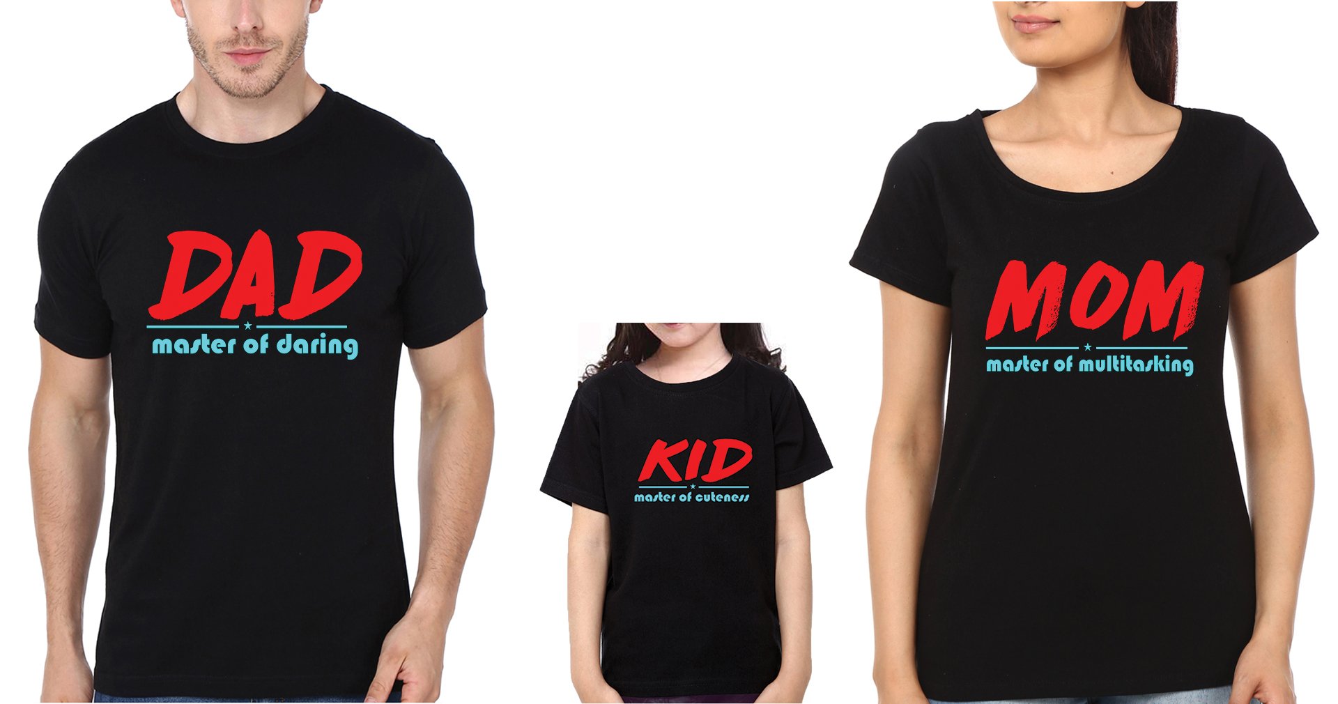 Mom Dad Kid Family Half Sleeves T-Shirts-FunkyTradition