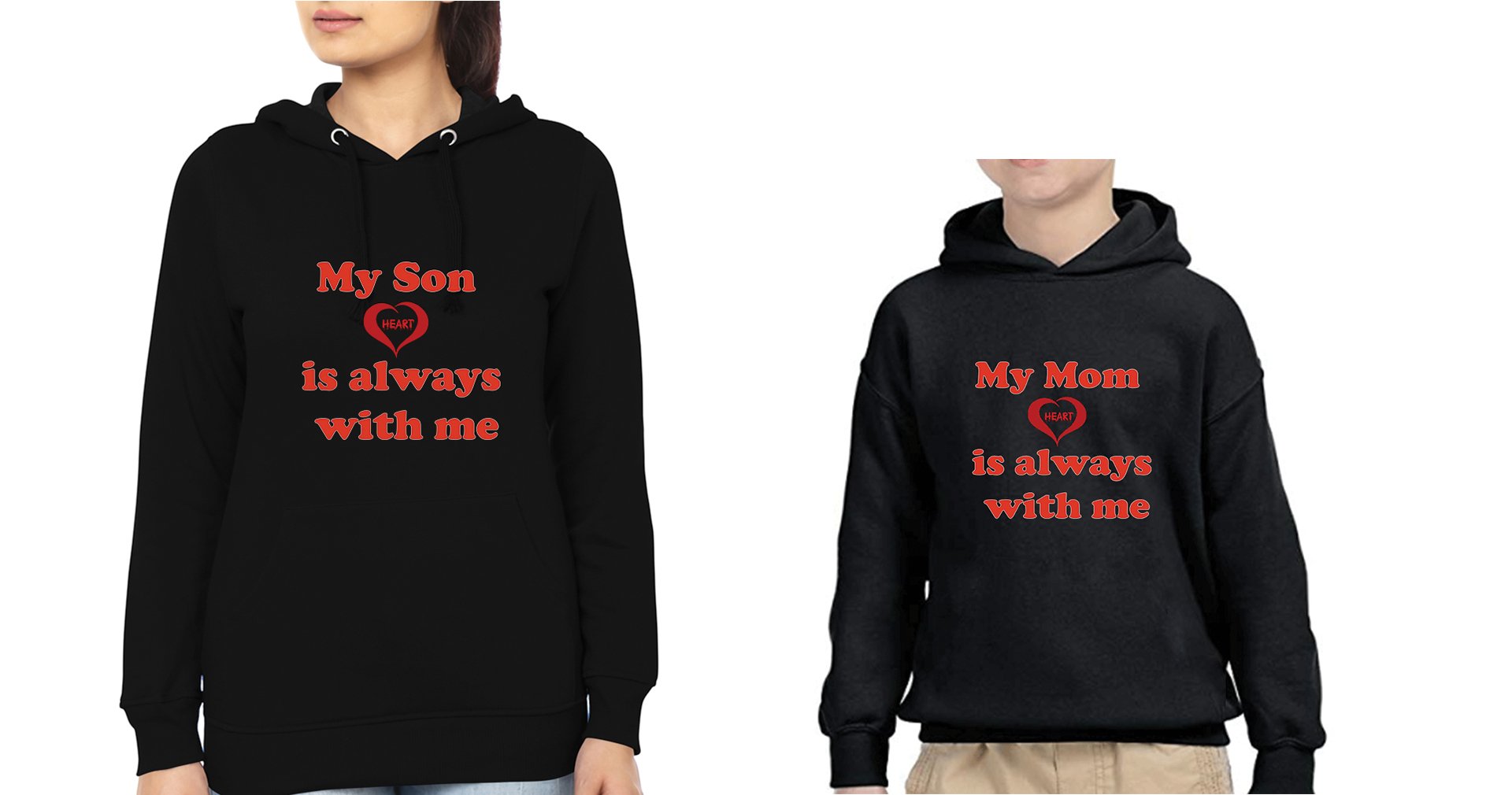 My Son Heart Is Always With Me My Mother Heart is Always With Me Mother and Son Matching Hoodies- FunkyTradition