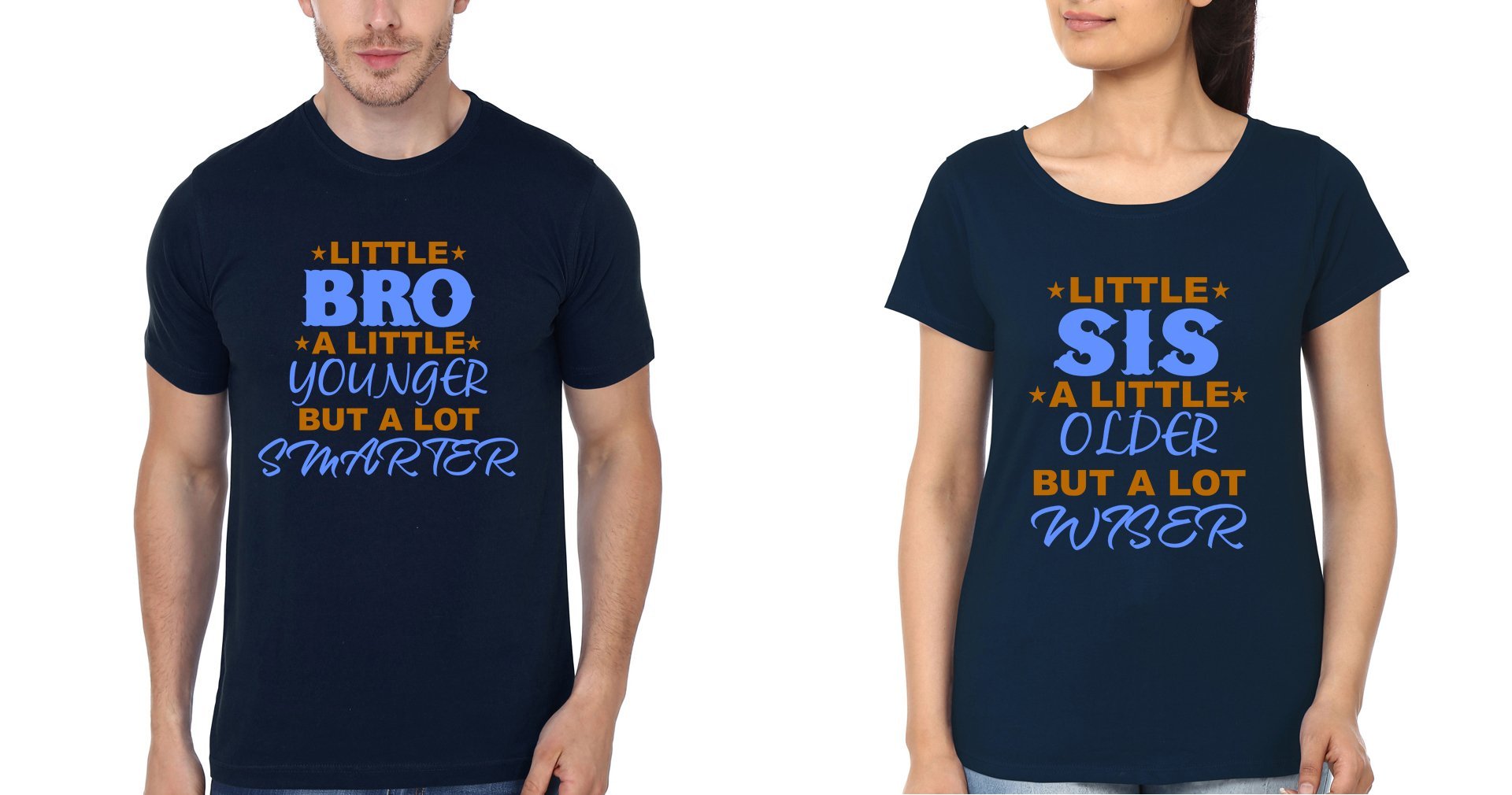Little Bro And Sis Brother-Sister Half Sleeves T-Shirts -FunkyTees