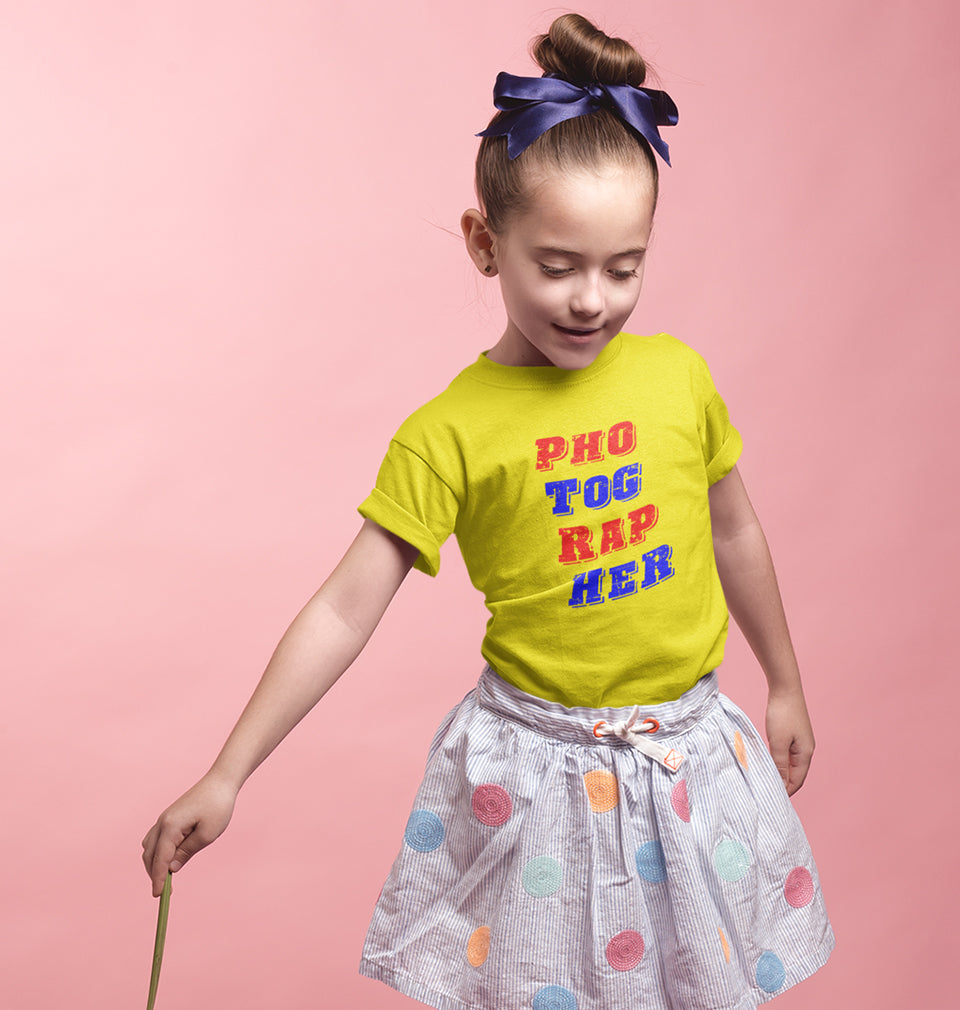Photographer Half Sleeves T-Shirt For Girls -FunkyTradition