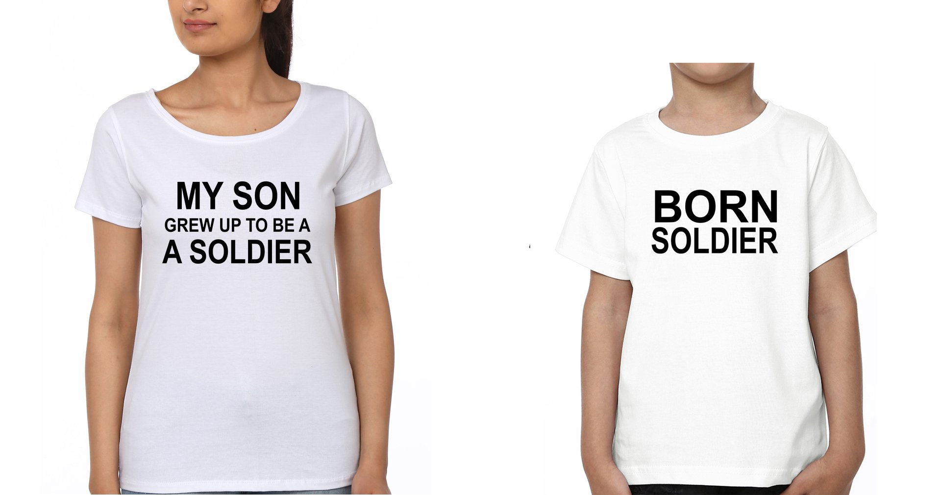 My Son Grew Up To be A soldier Born soildier Mother and Son Matching T-Shirt- FunkyTradition
