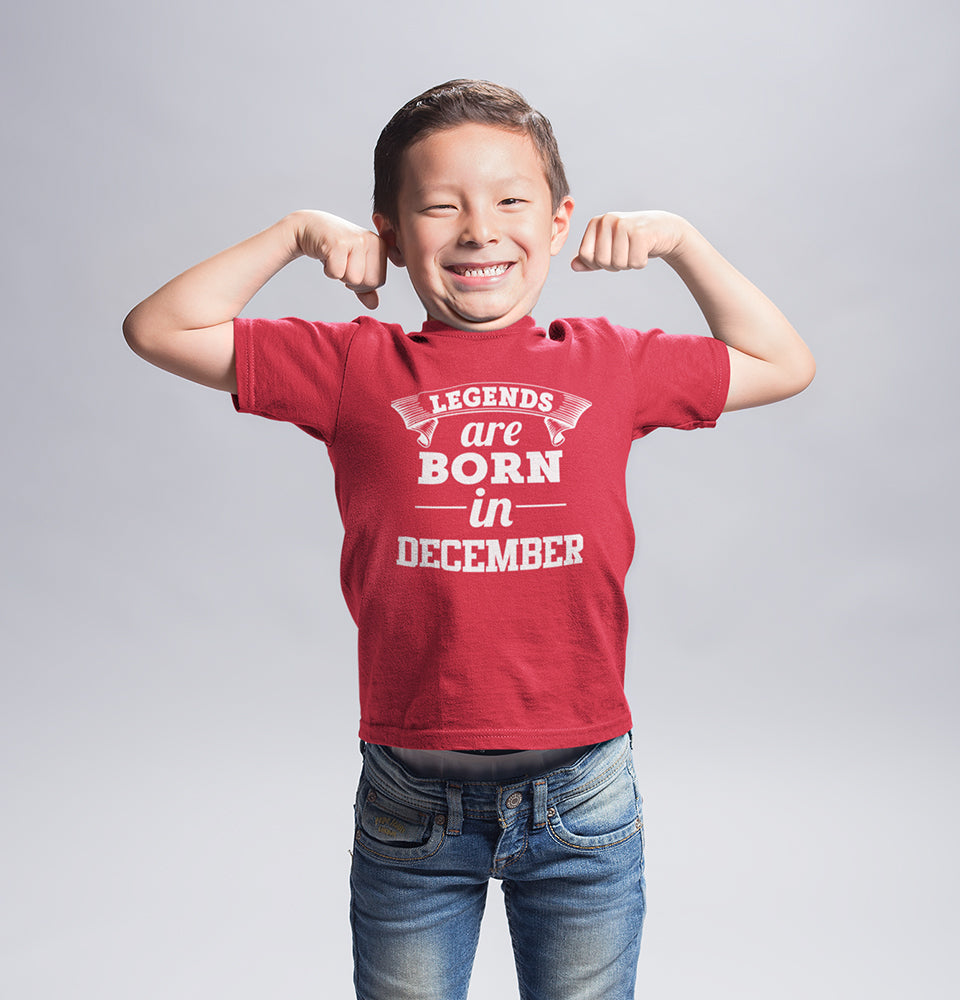 Legends are Born in December Half Sleeves T-Shirt for Boy-FunkyTradition