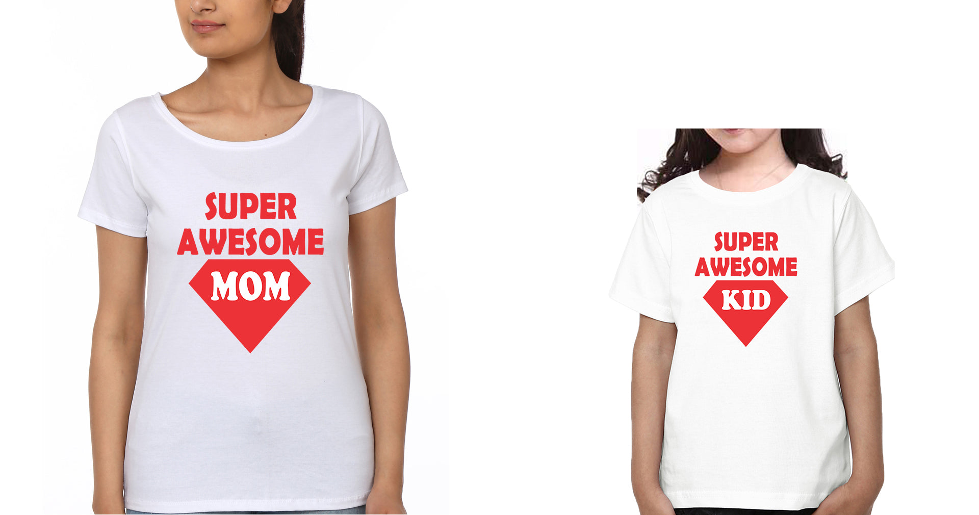 Super Awesome Mom Super Awesome Kid Mother and Daughter Matching T-Shirt- FunkyTradition