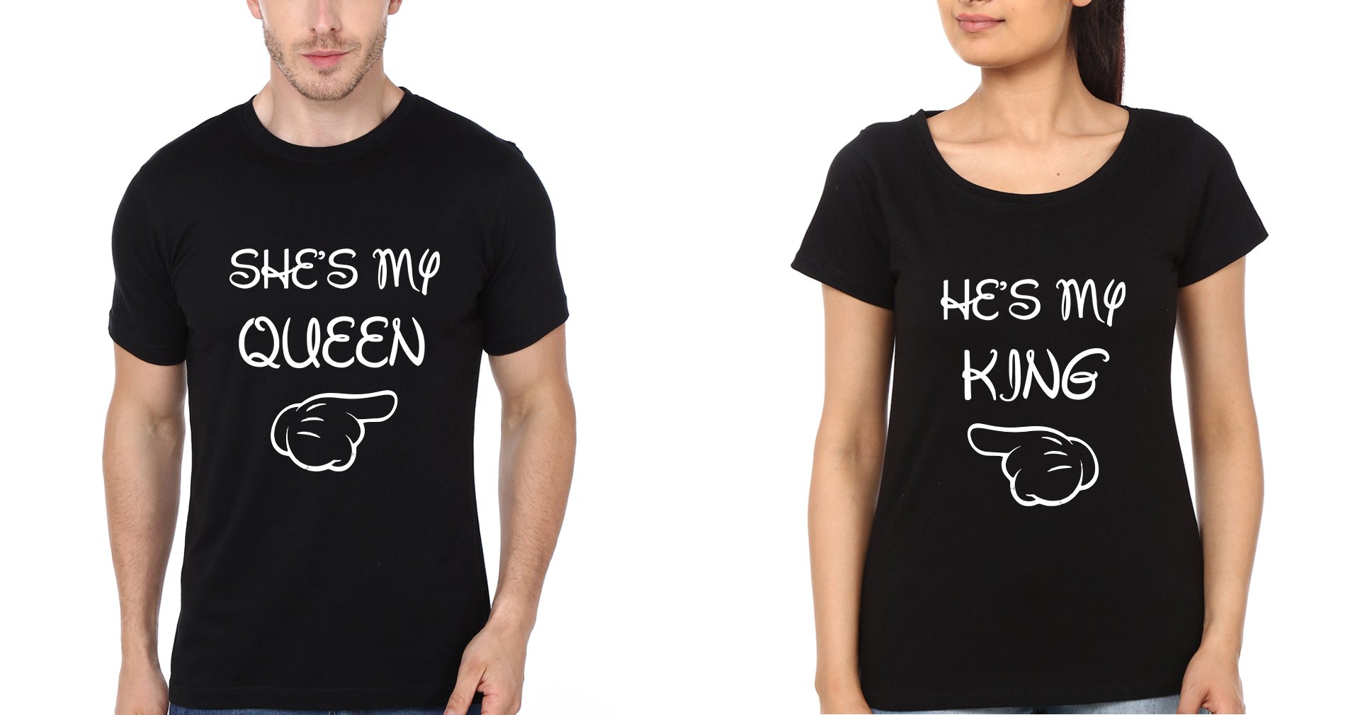 My King My Queen Couple Half Sleeves T-Shirts -FunkyTradition