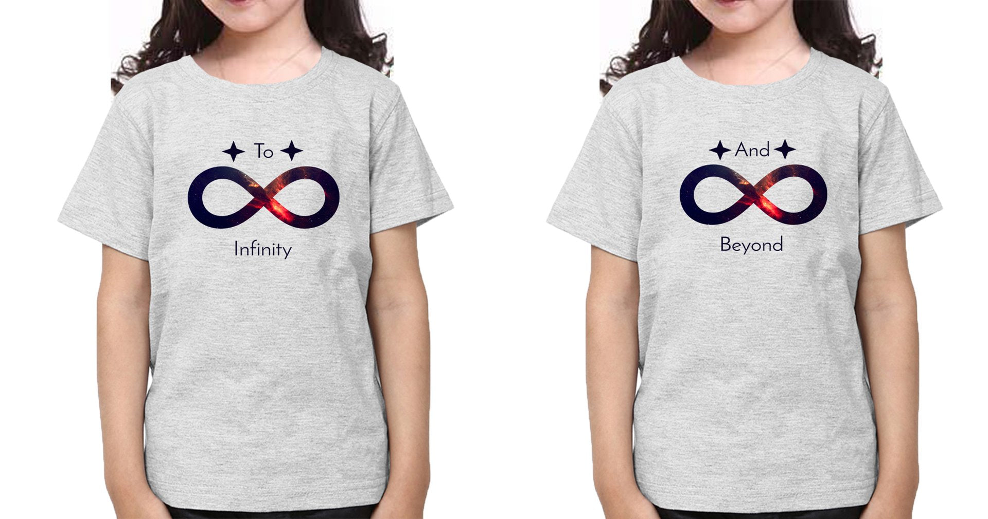 To Infinity And Beyond Sister-Sister Kids Half Sleeves T-Shirts -FunkyTradition