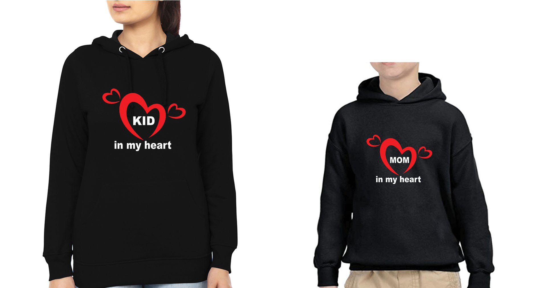 Mom In My Heart Kid in My Heart Mother and Son Matching Hoodies- FunkyTradition