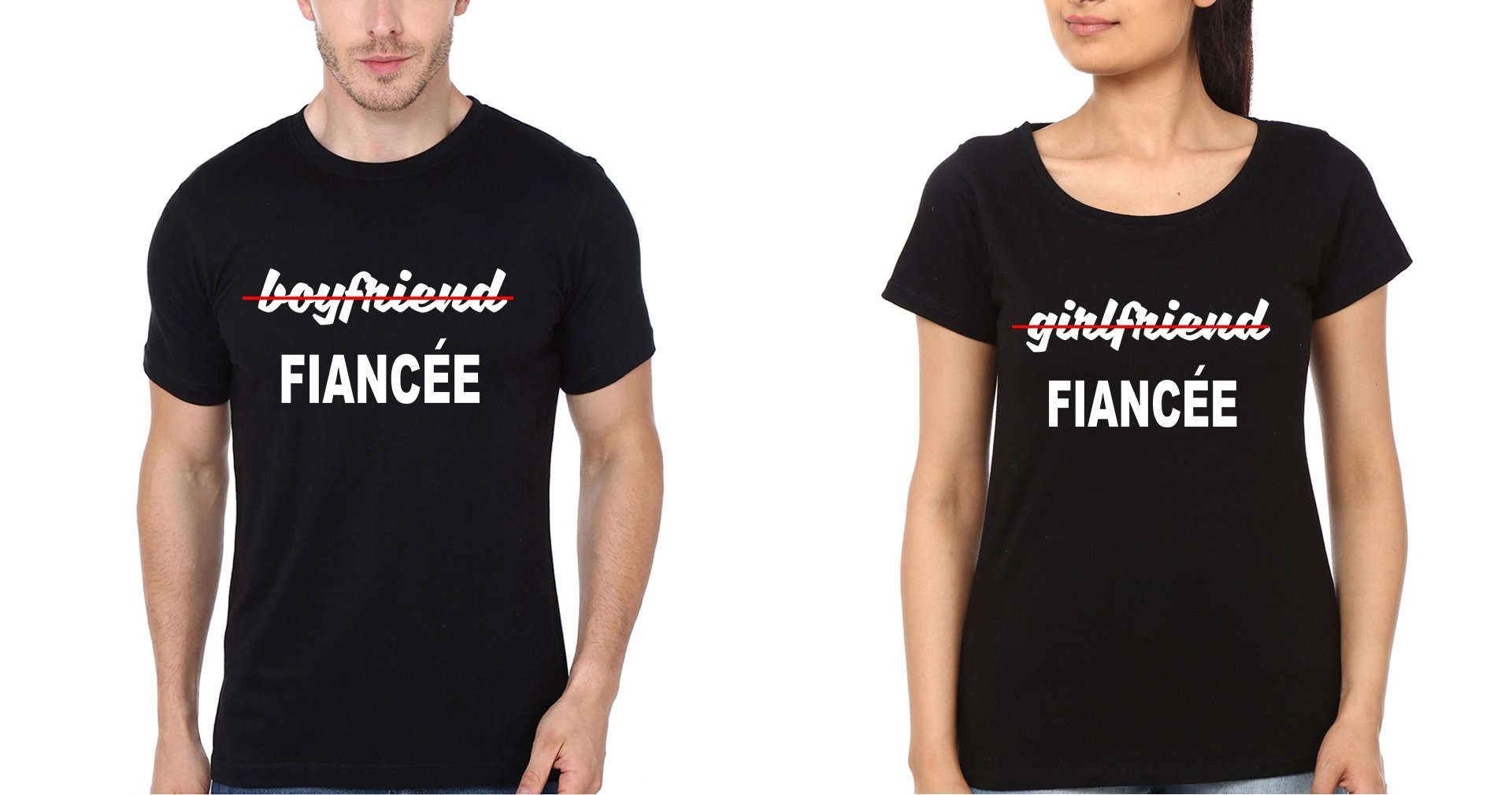 Fiancee Couple Half Sleeves T-Shirts -FunkyTees