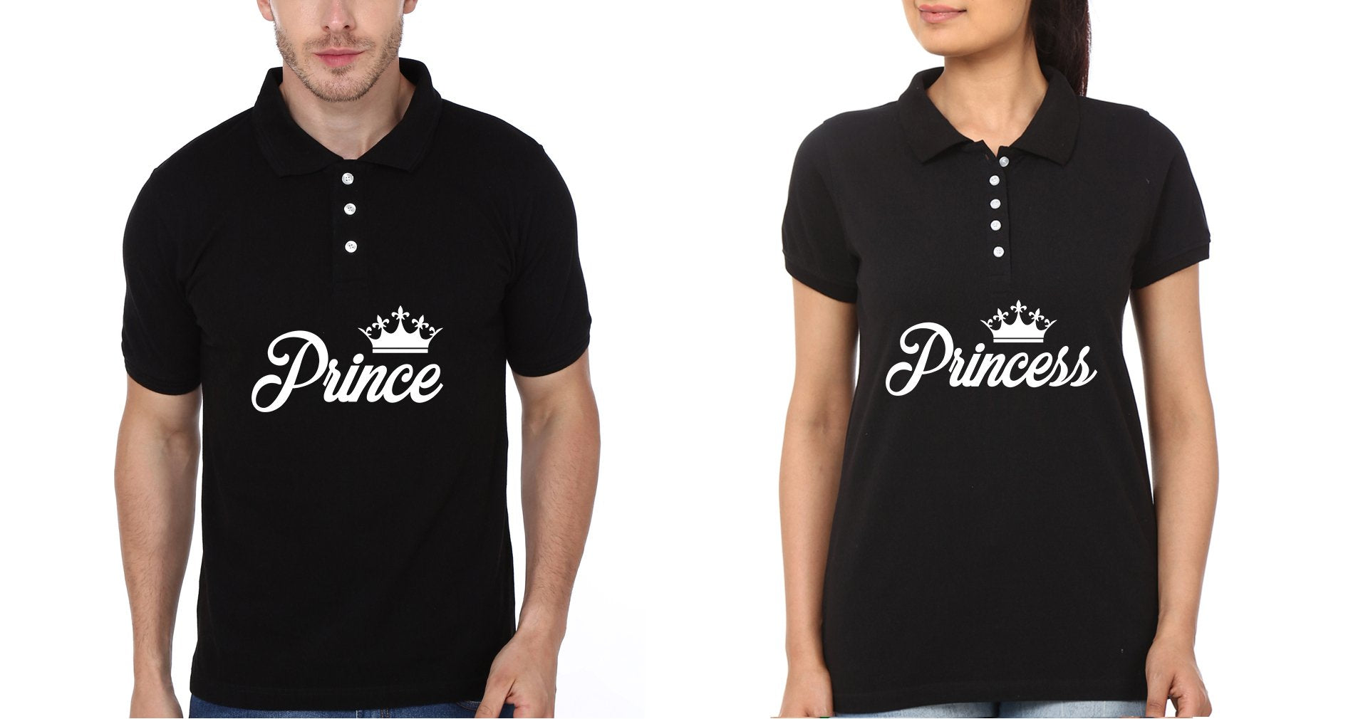 Prince Princess Couple Polo Half Sleeves T-Shirts -FunkyTradition