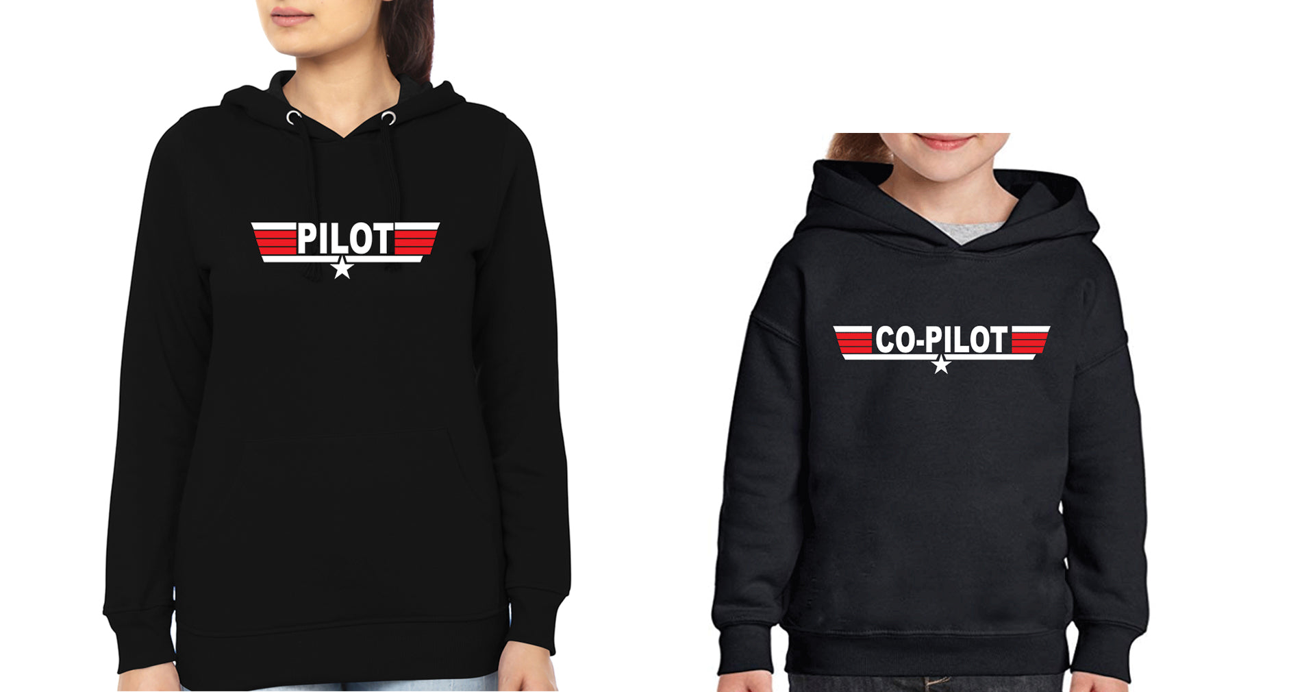 Pilot & Co-Pilot Mother and Daughter Matching Hoodies- FunkyTradition