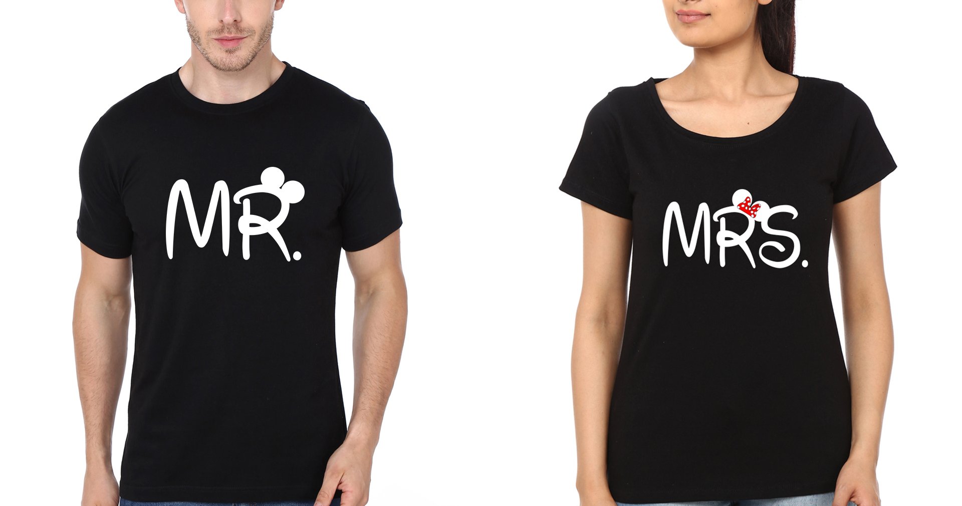 Mr. & Mrs Couple Half Sleeves T-Shirts -FunkyTees
