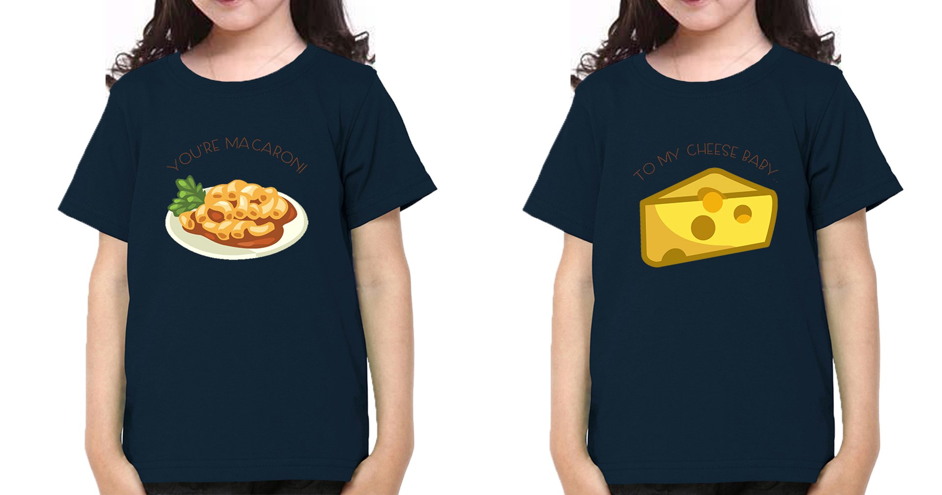 Macaroni Cheese Sister-Sister Kids Half Sleeves T-Shirts -FunkyTradition