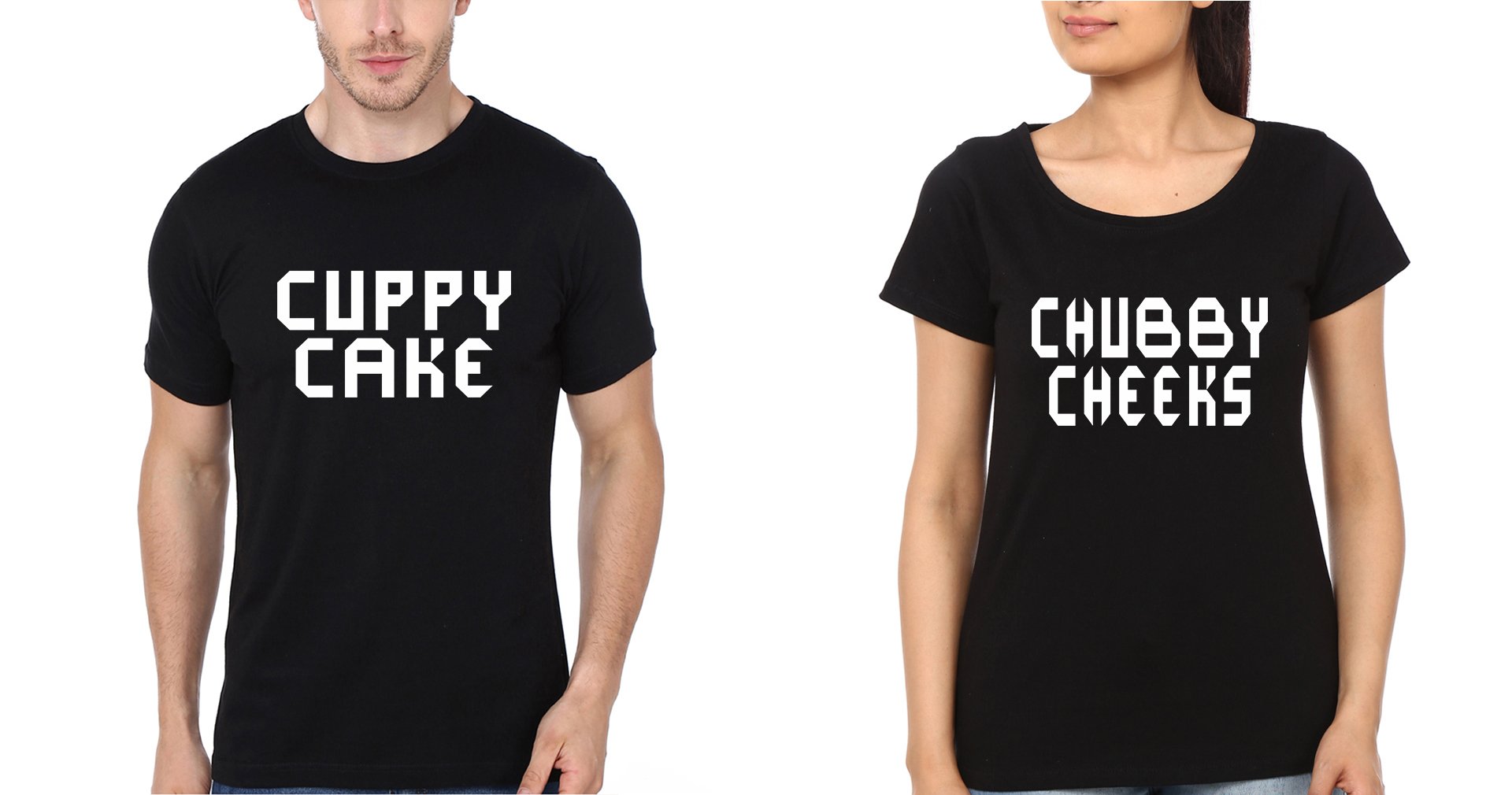 Cuppy Cake & Chubby Chicks Couple Half Sleeves T-Shirts -FunkyTees