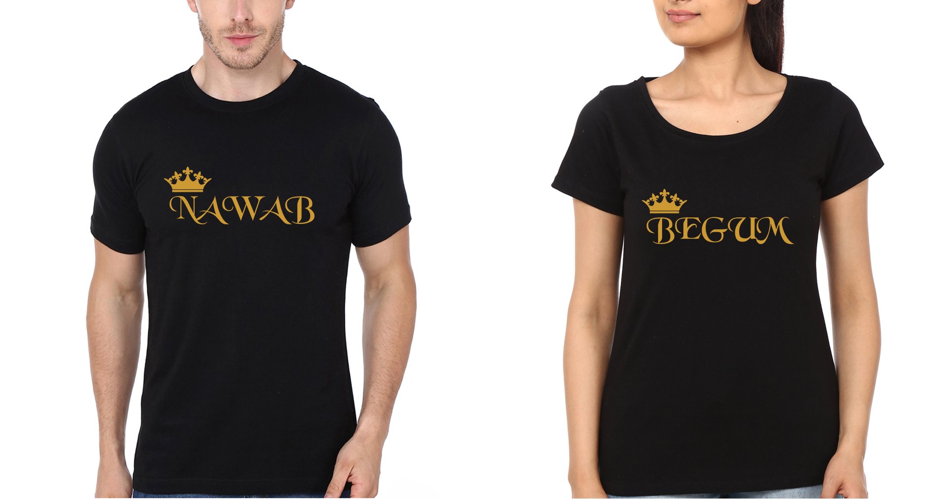Nawab Begum Couple Half Sleeves T-Shirts -FunkyTradition