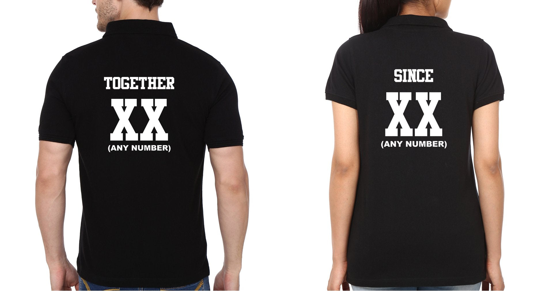 Together Since XX Couple Polo Half Sleeves T-Shirts -FunkyTradition