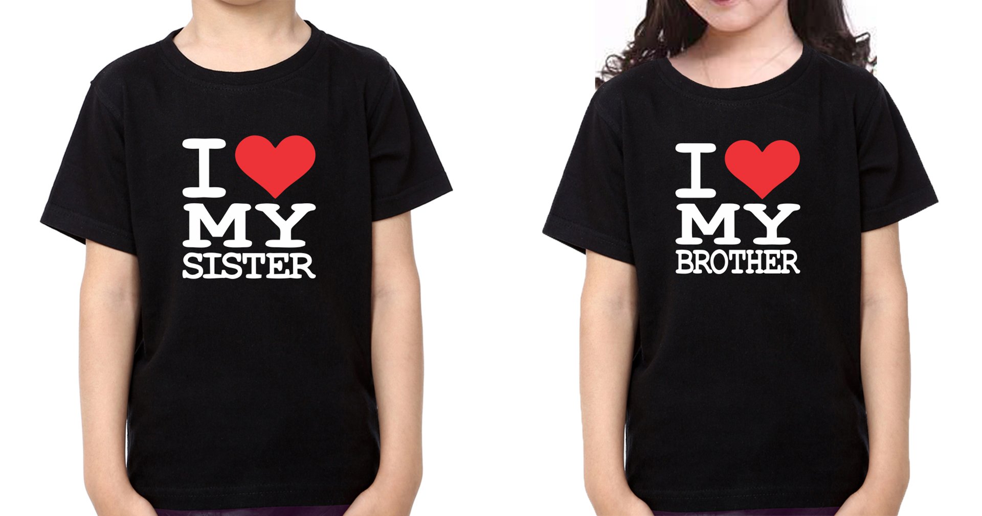 I Love My Sister I Love My Brother-Sister Kid Half Sleeves T-Shirts -FunkyTradition