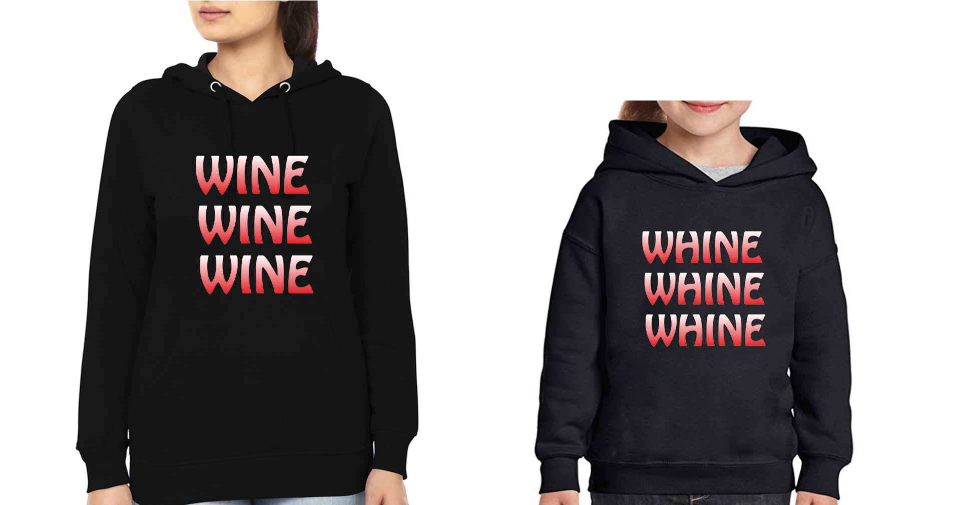 Wine Whine Mother and Daughter Matching Hoodies- FunkyTradition
