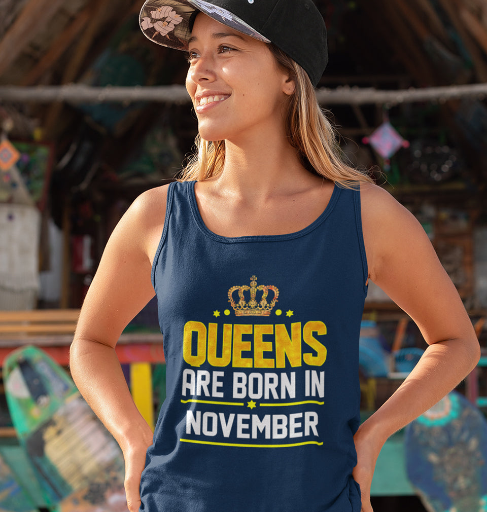 Queens Are Born In November Women Tank Top-FunkyTradition