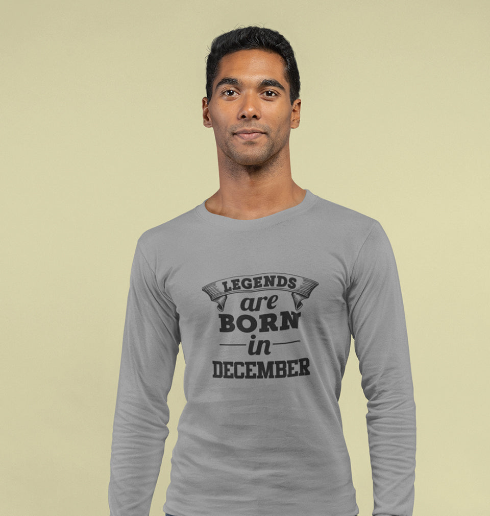 Legends are Born in December Full Sleeves T-Shirt For Men-FunkyTradition