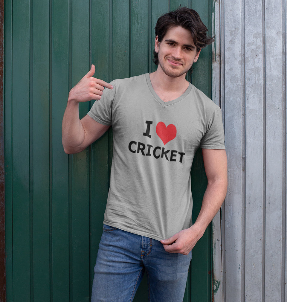 Love Cricket V-Neck Half Sleeves T-shirt For Men-FunkyTradition