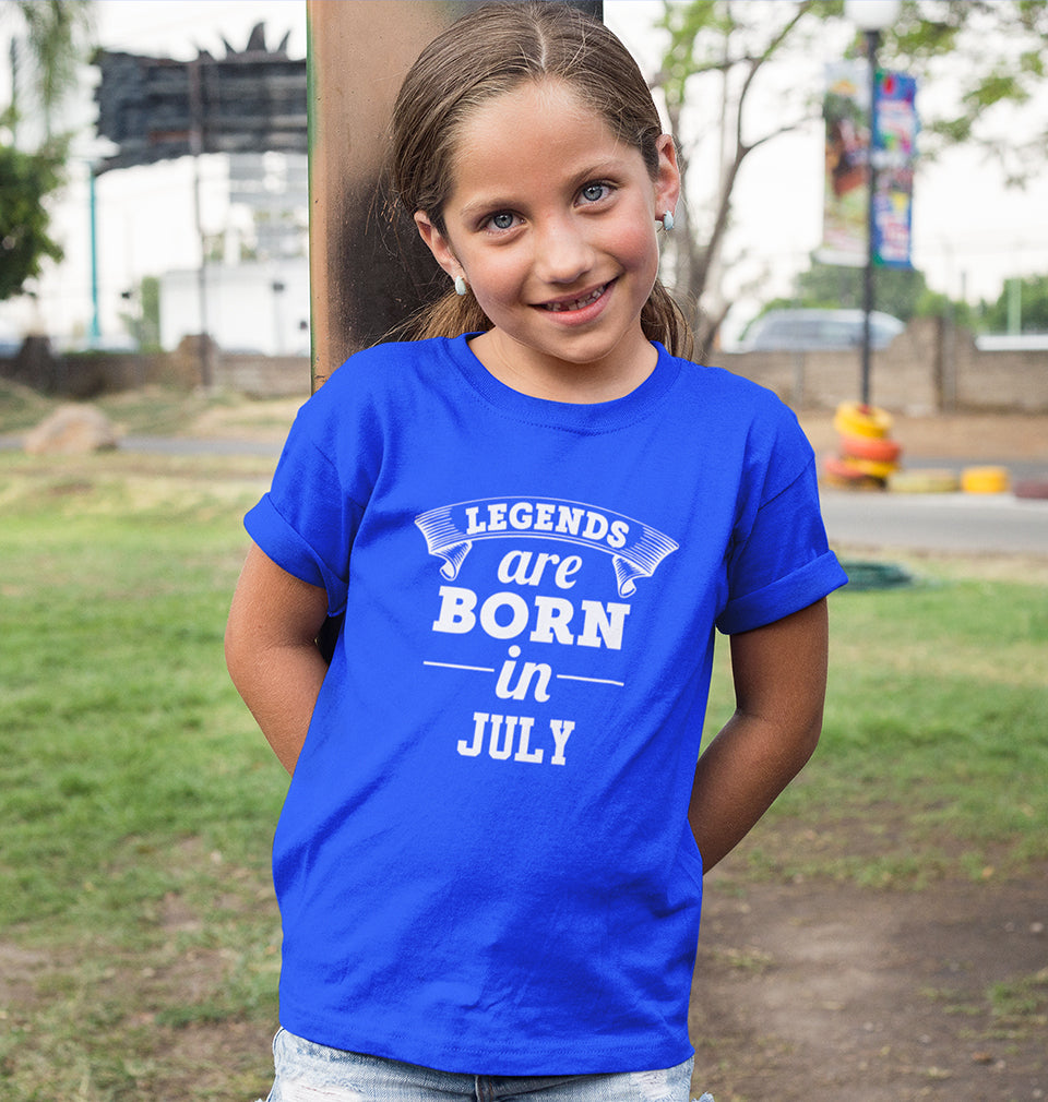 Legends are Born in July Half Sleeves T-Shirt For Girls -FunkyTradition