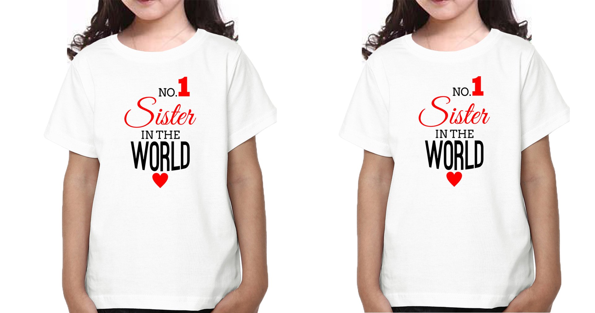 No1 Sister-Sister Kids Half Sleeves T-Shirts -FunkyTradition