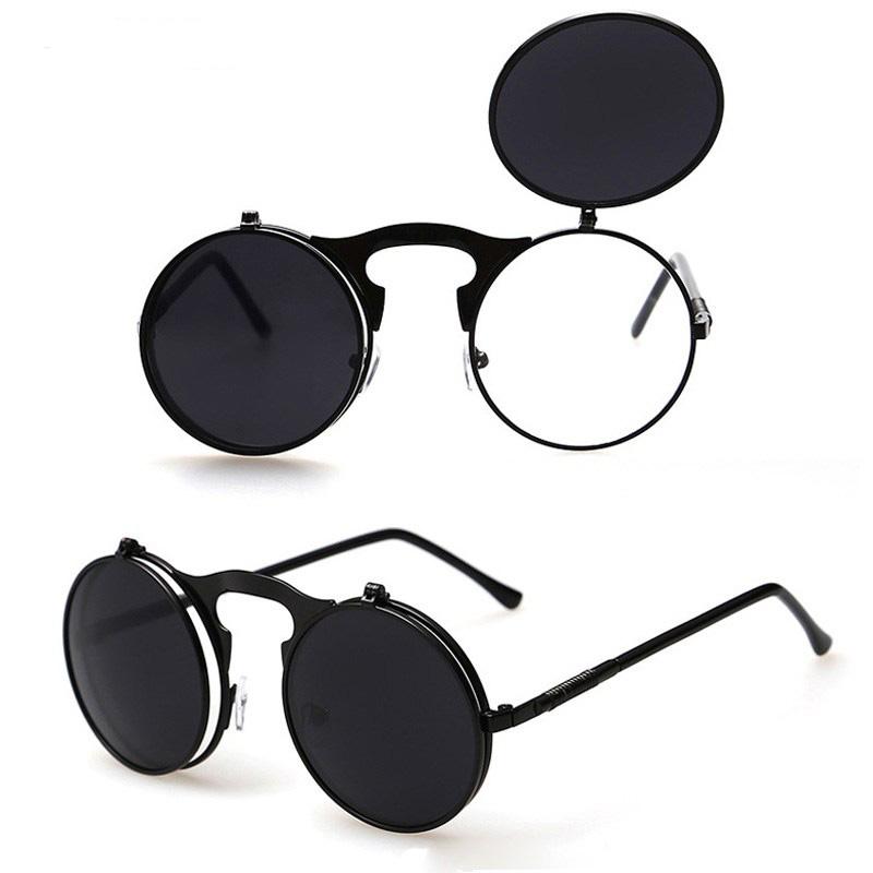 Stylish Round Flip Vintage Sunglasses For Women-FunkyTradition