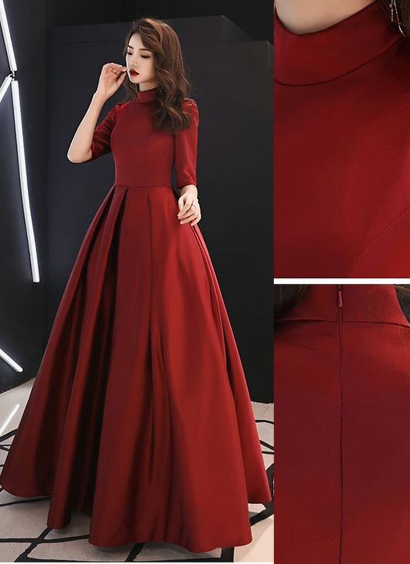Elegant Red Designer Tapeta Silk O-neck Ball Gown - FunkyTradition