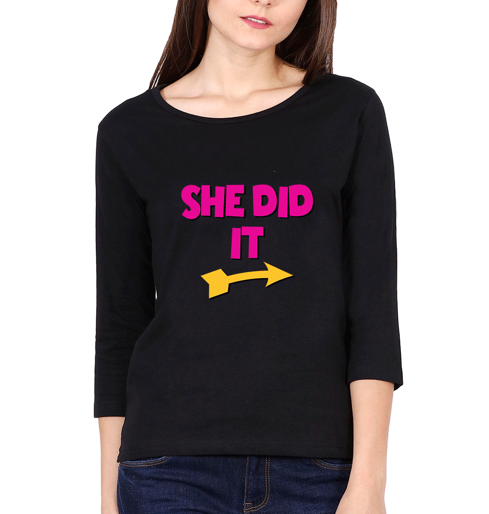 She Did It Sister Sister Full Sleeves T-Shirts -FunkyTradition