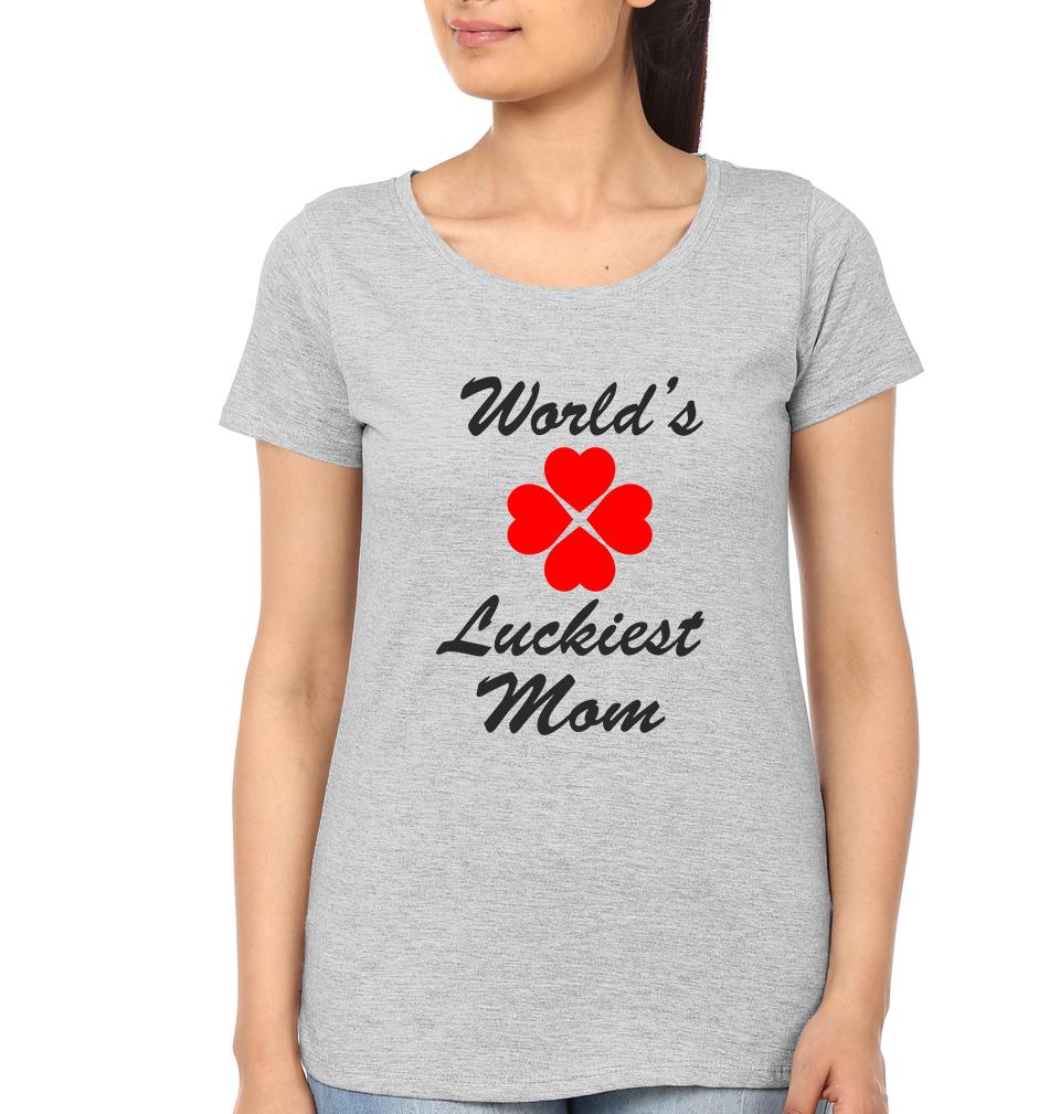 World Luckiest Kid Mom Dad Family Half Sleeves T-Shirts-FunkyTradition