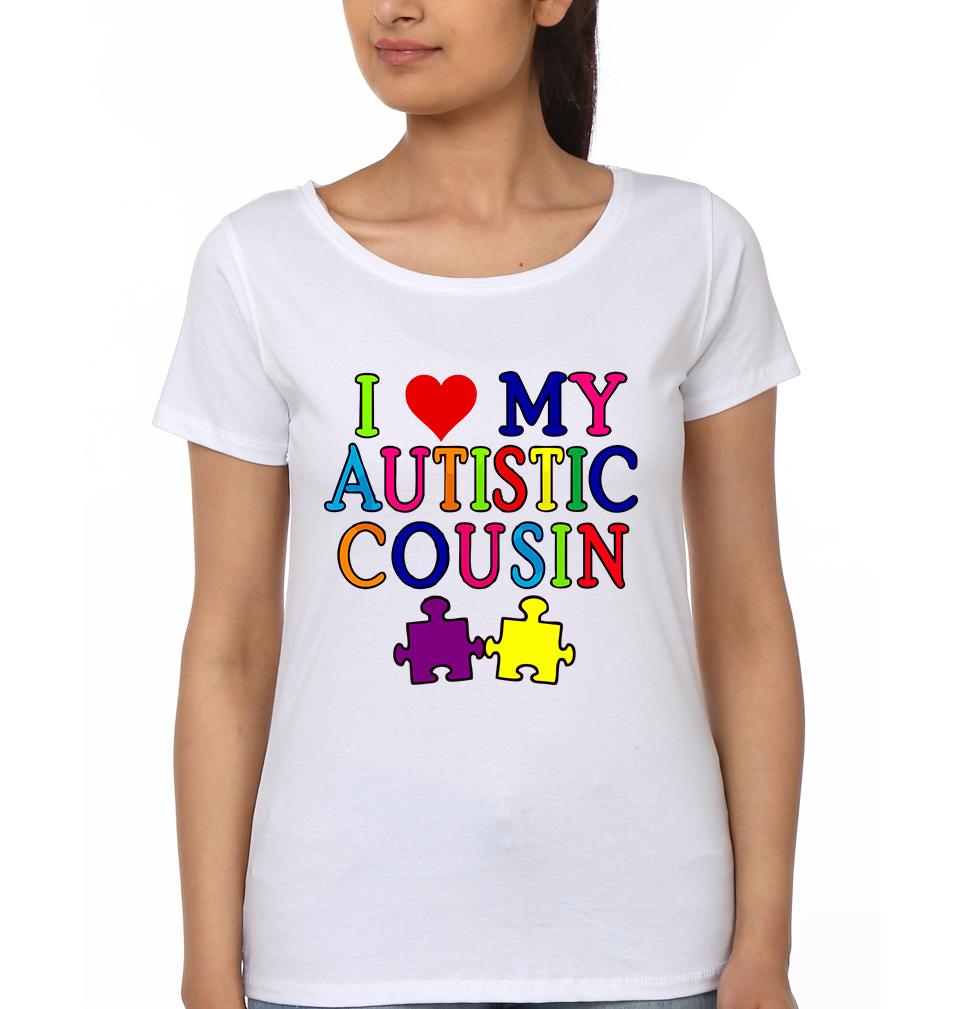 I Love My Autistic Cousin Half Sleeves T-Shirts-FunkyTradition