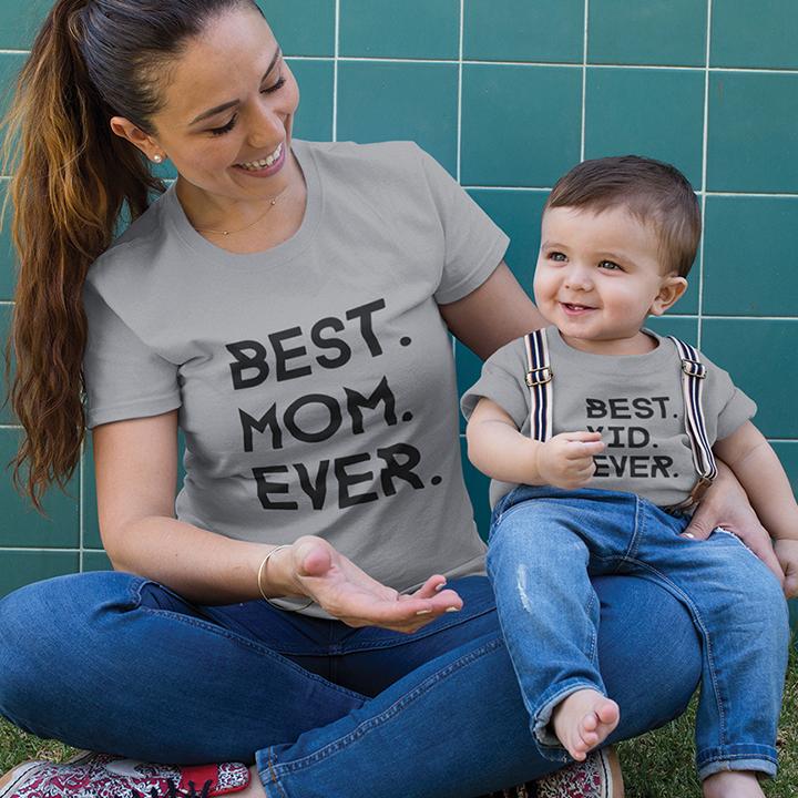 Best Mom Ever Best Kid Ever Mother and Son Matching T-Shirt- FunkyTradition