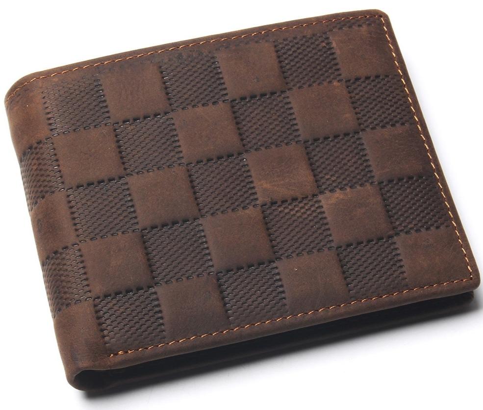 Stylish Checks Leather Square Wallet With Coin Pocket -FunkyTradition