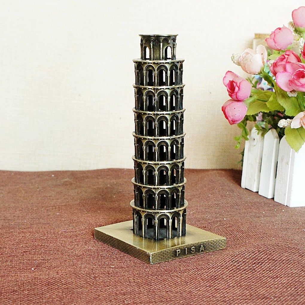 FunkyTradition Tour Souvenir Italy The Leaning Tower of Pisa Collectible Statue Metal Showpiece