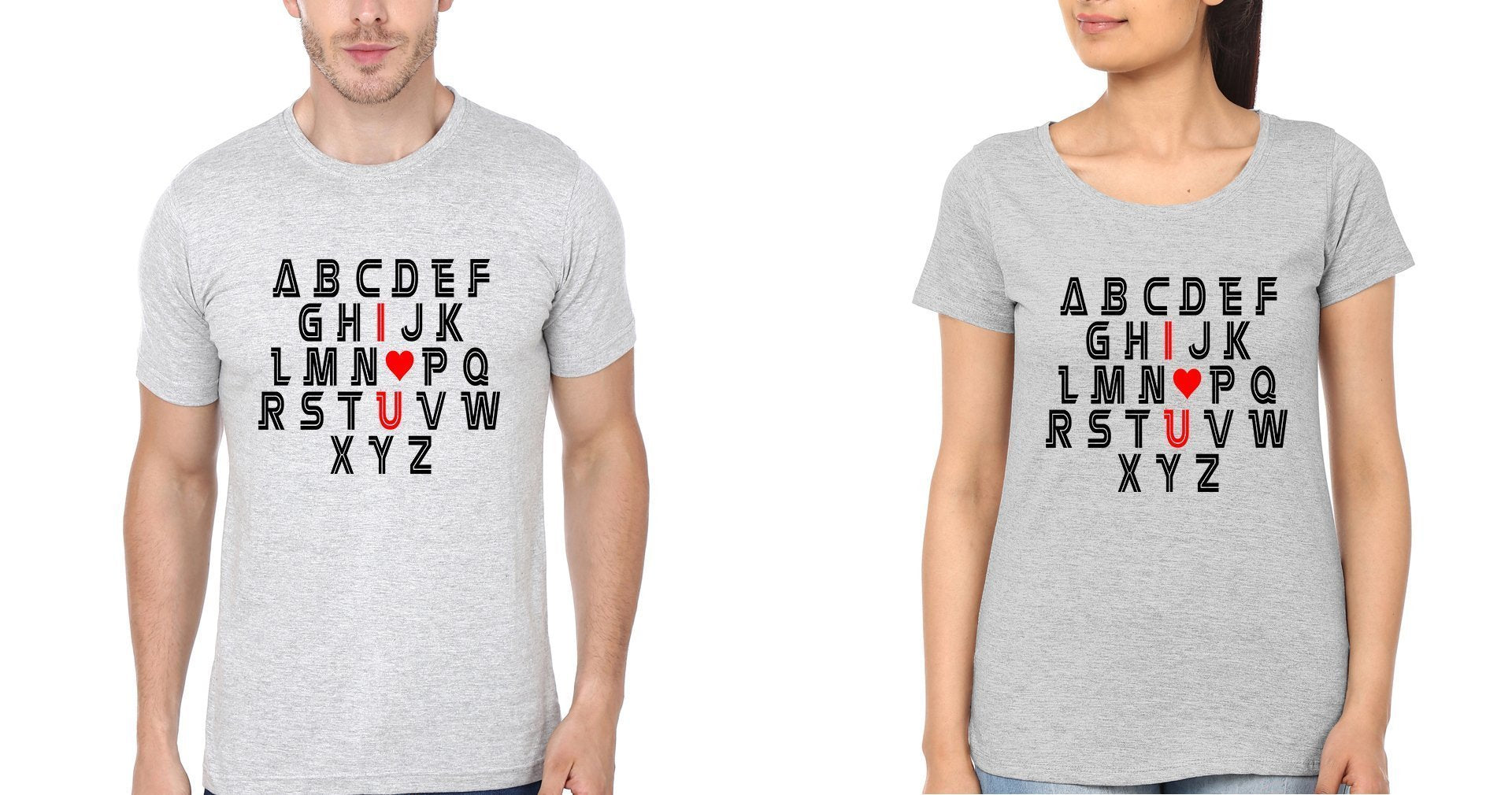 ABCDEFG Couple Half Sleeves T-Shirts -FunkyTees - Funky Tees Club