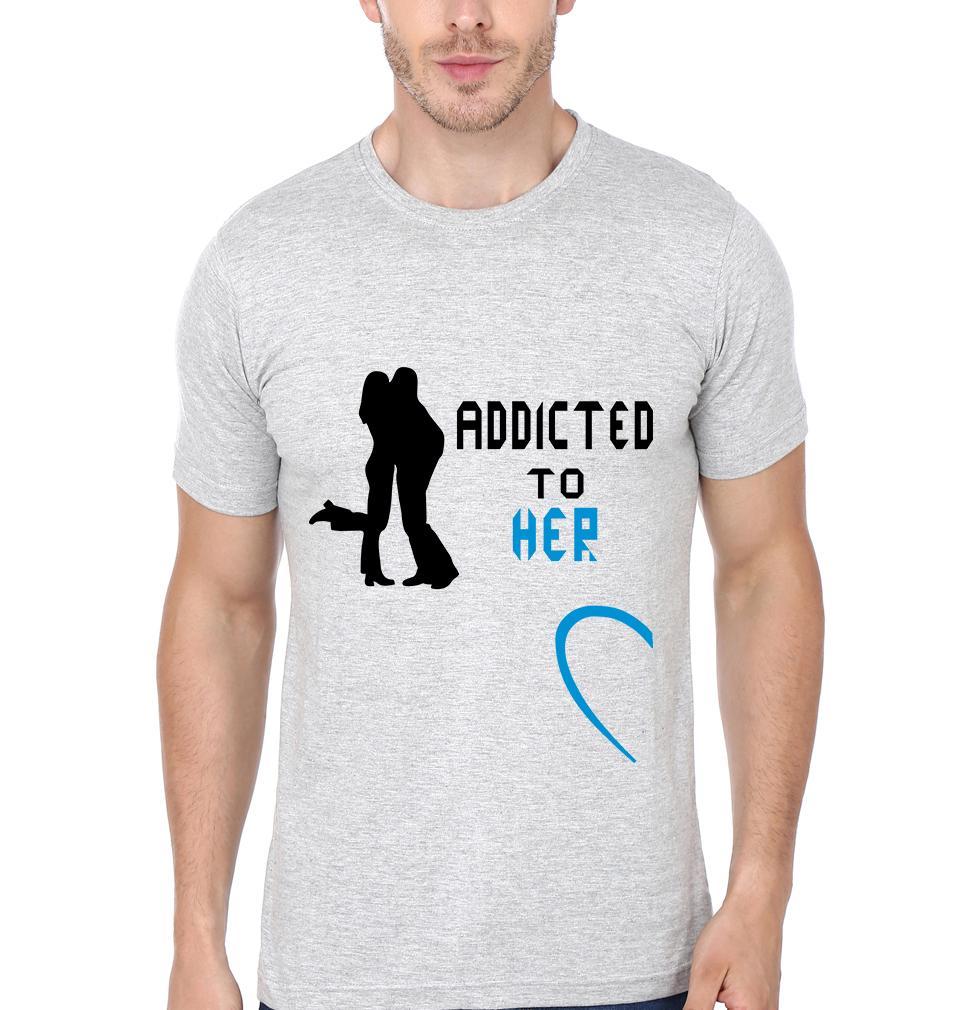 Addicted to Her Him Couple Half Sleeves T-Shirts -FunkyTradition - FunkyTradition