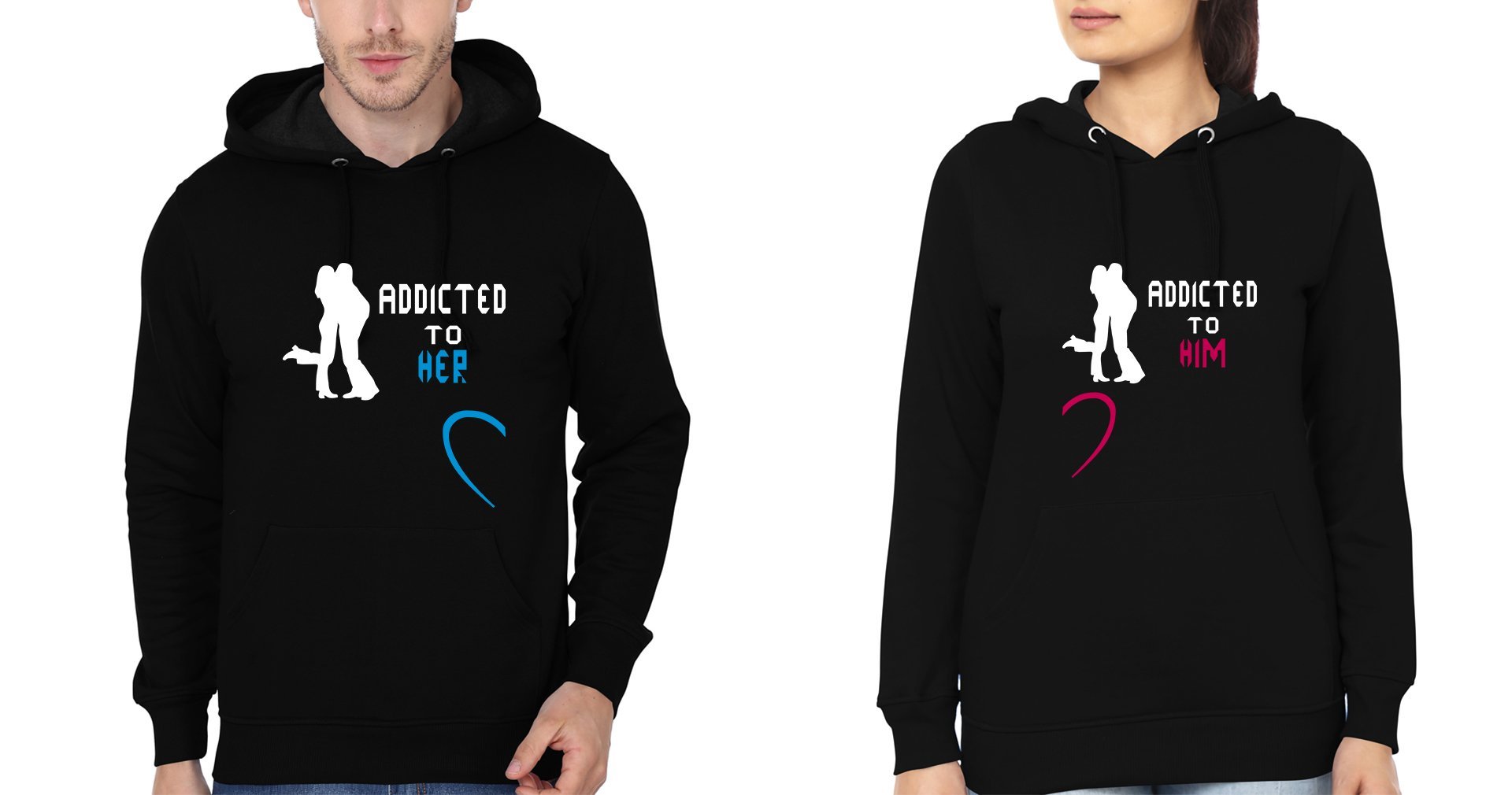 Addicted to her him Couple Hoodie-FunkyTradition - FunkyTradition