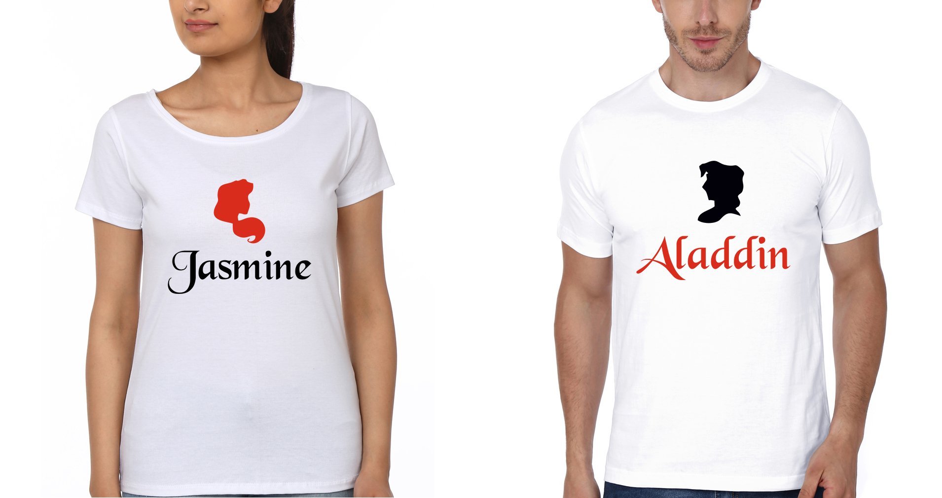 Aladdin And Jasmine Couple Half Sleeves T-Shirts -FunkyTees - Funky Tees Club