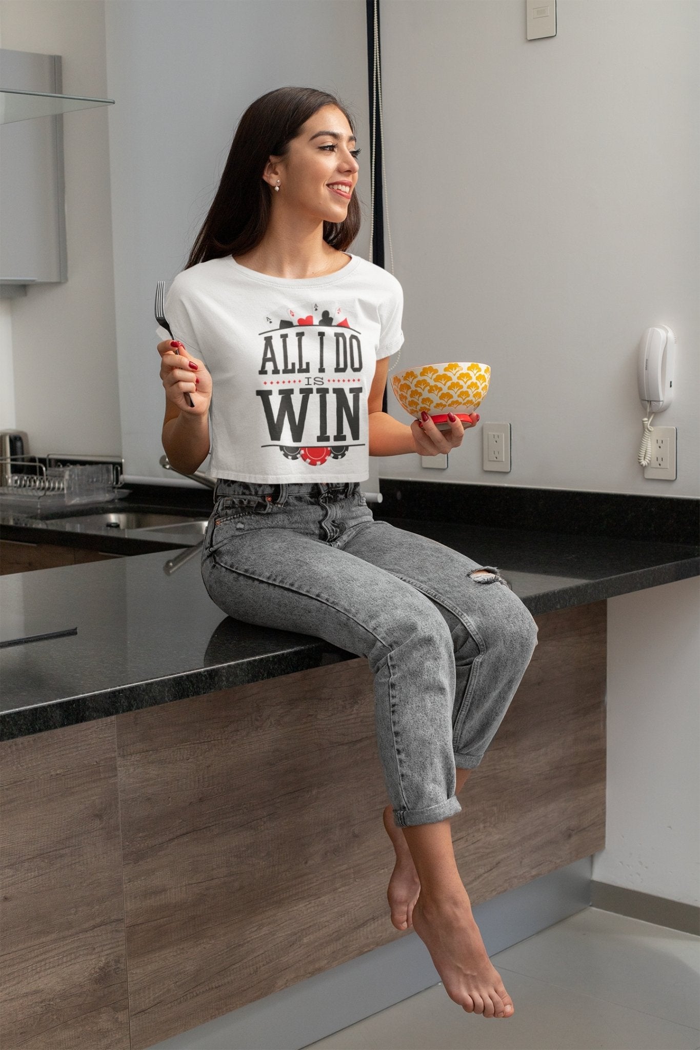 All I Do Is Win Women Crop Top- FunkyTradition - Funky Tees Club