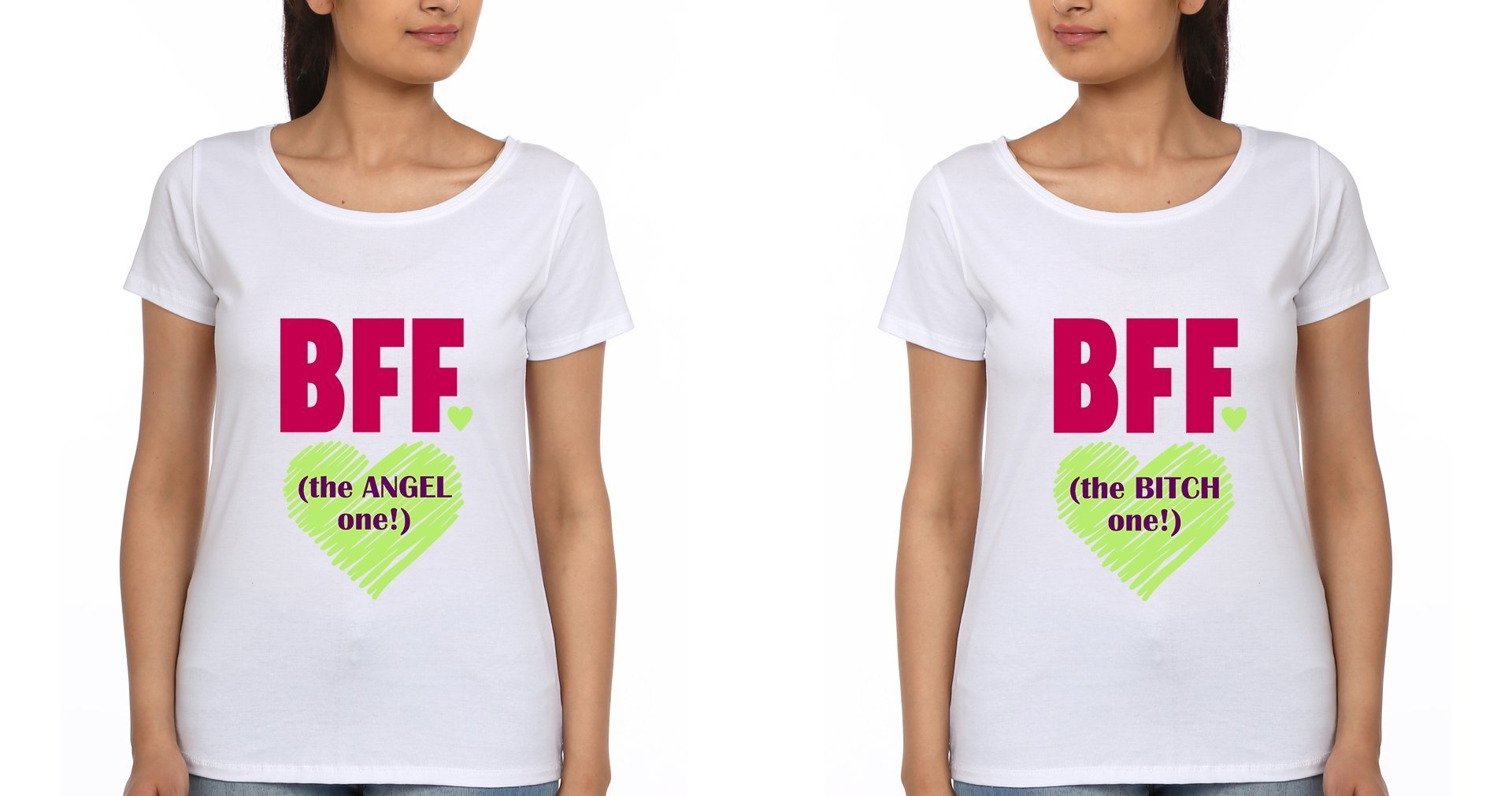 Angel Bitch BFF Half Sleeves T-Shirts-FunkyTradition - FunkyTradition