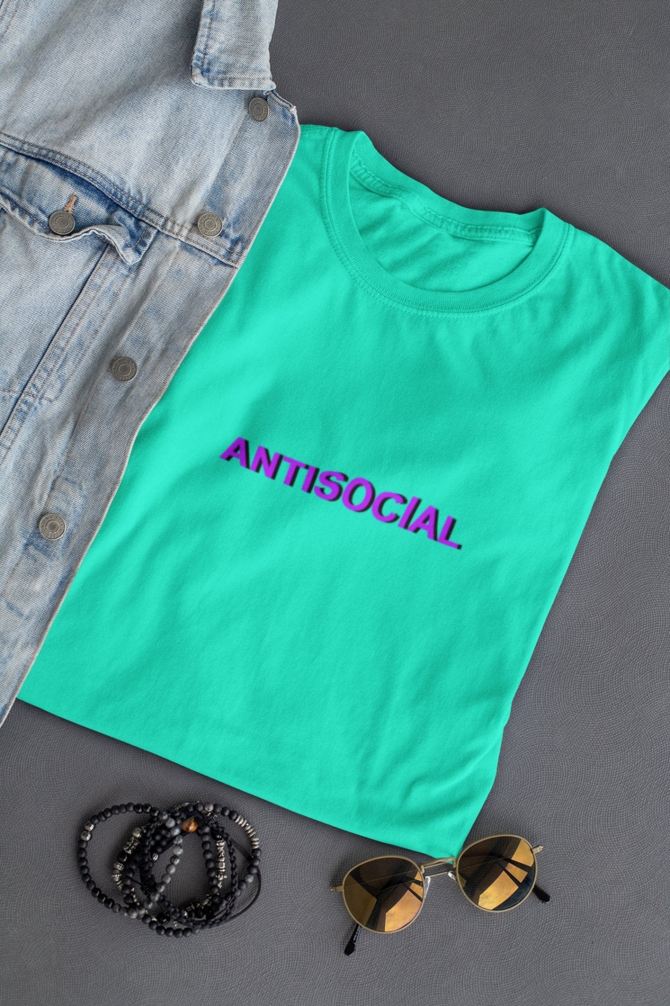 Antisocial Minimal Women Half Sleeves T-shirt- FunkyTradition - Funky Tees Club